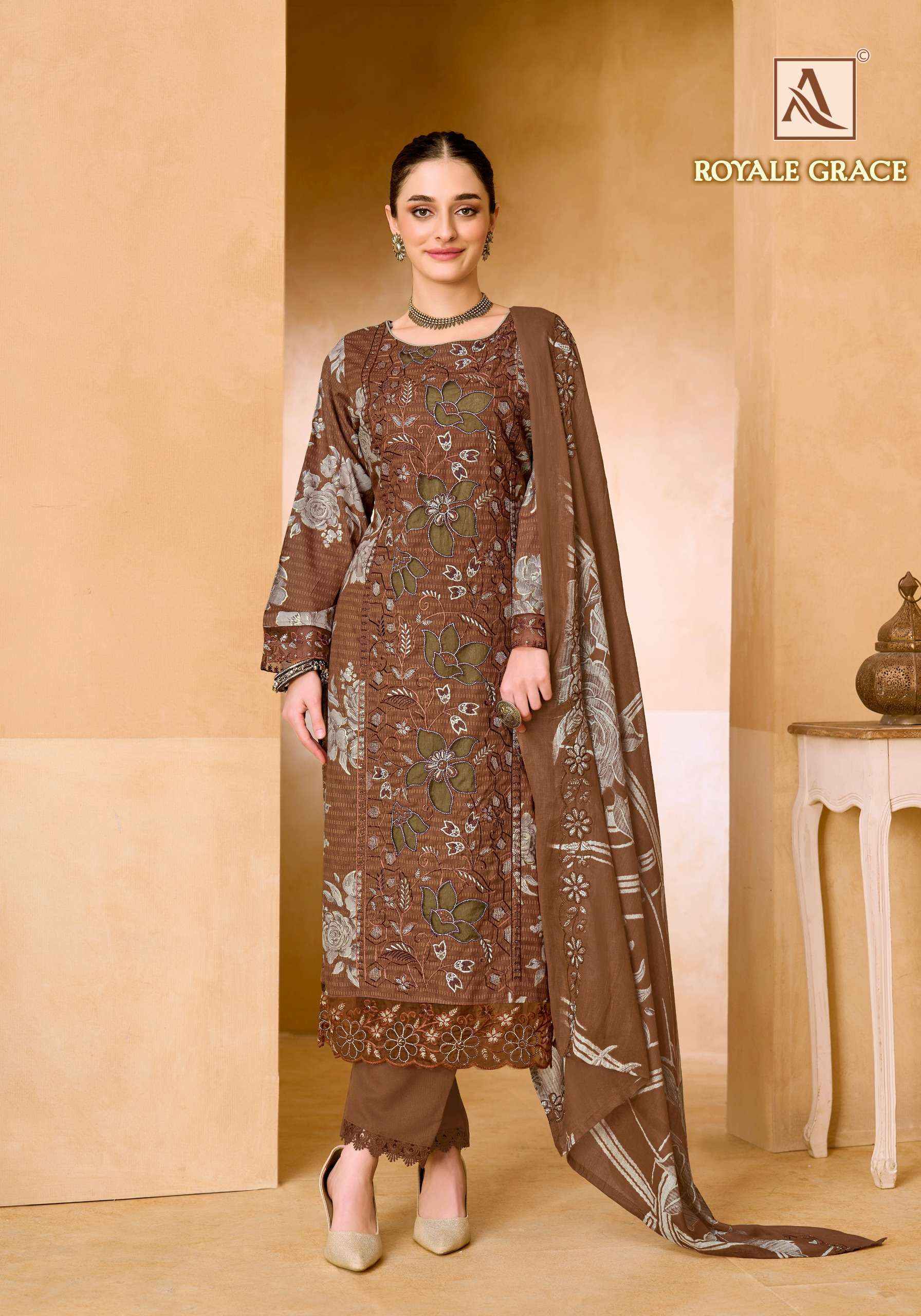 Alok Royale Grace Cambric Cotton Dress Material 6 pcs Catalog