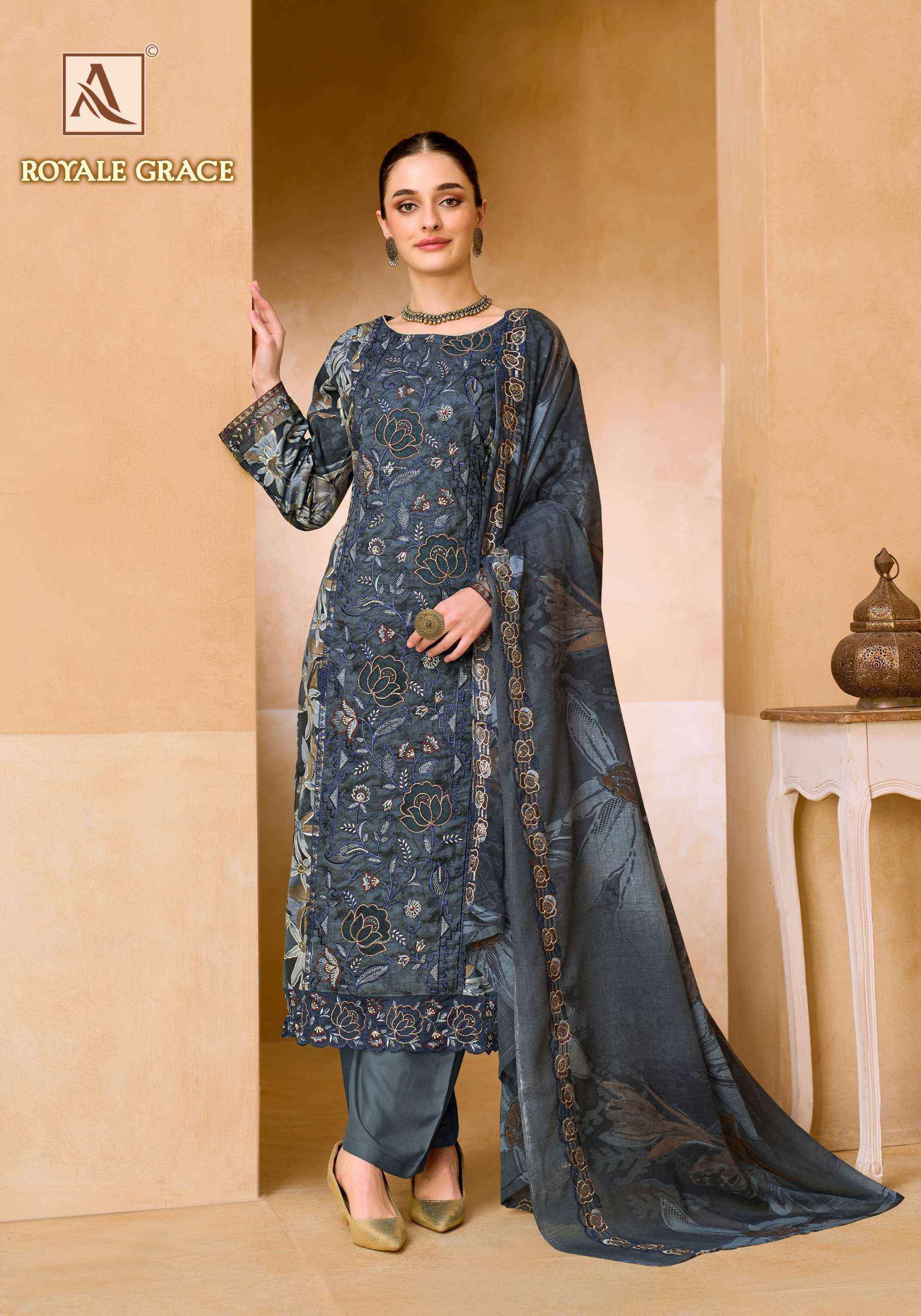 Alok Royale Grace Cambric Cotton Dress Material 6 pcs Catalog