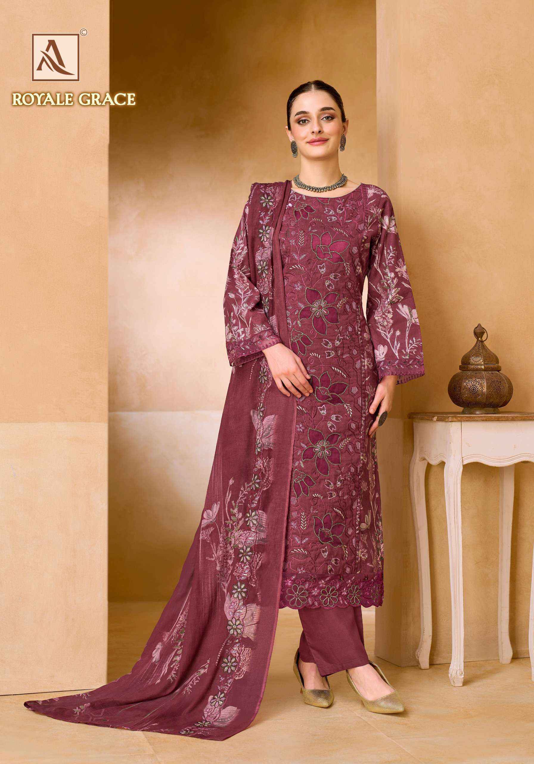 Alok Royale Grace Cambric Cotton Dress Material 6 pcs Catalog
