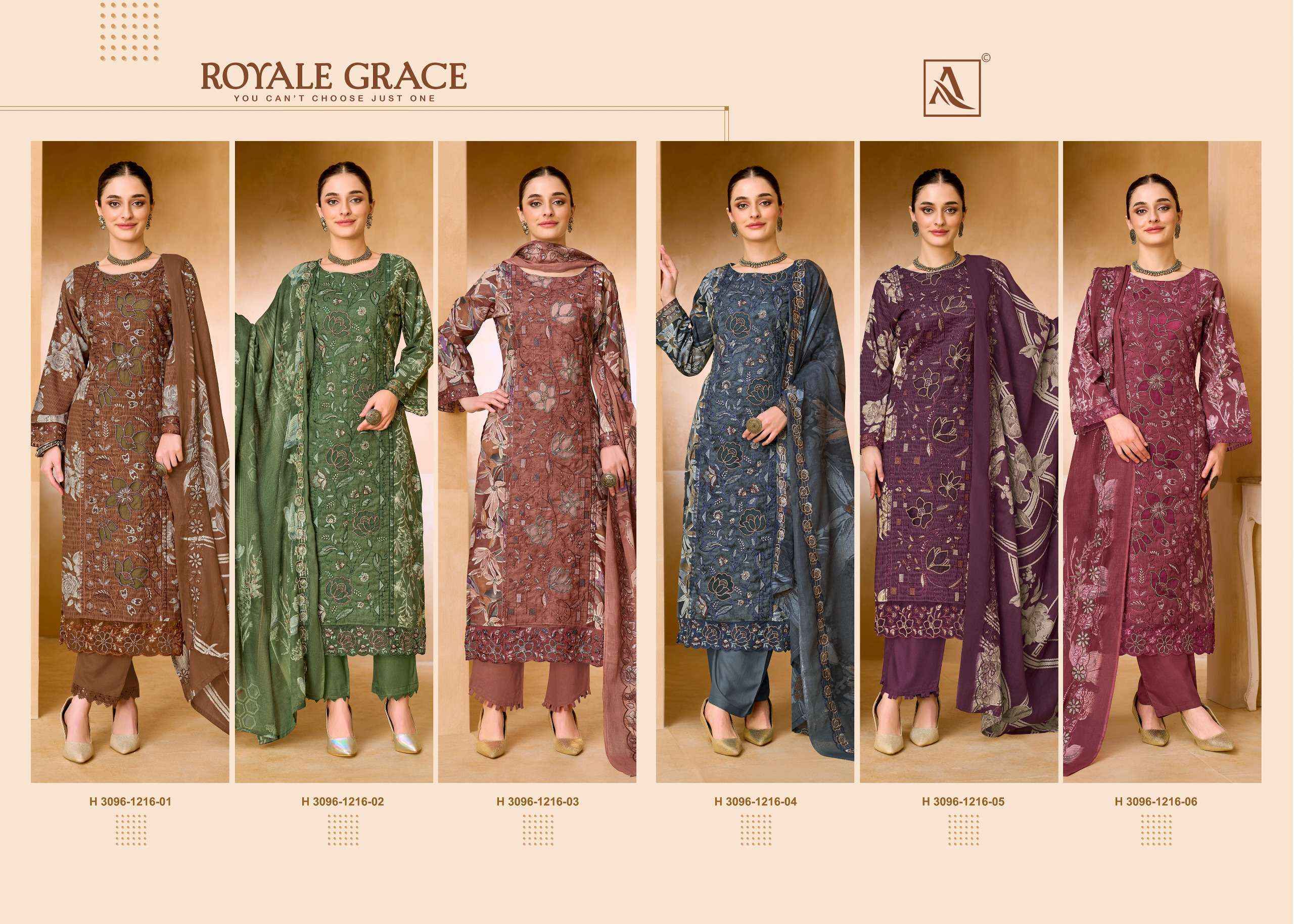 Alok Royale Grace Cambric Cotton Dress Material 6 pcs Catalog