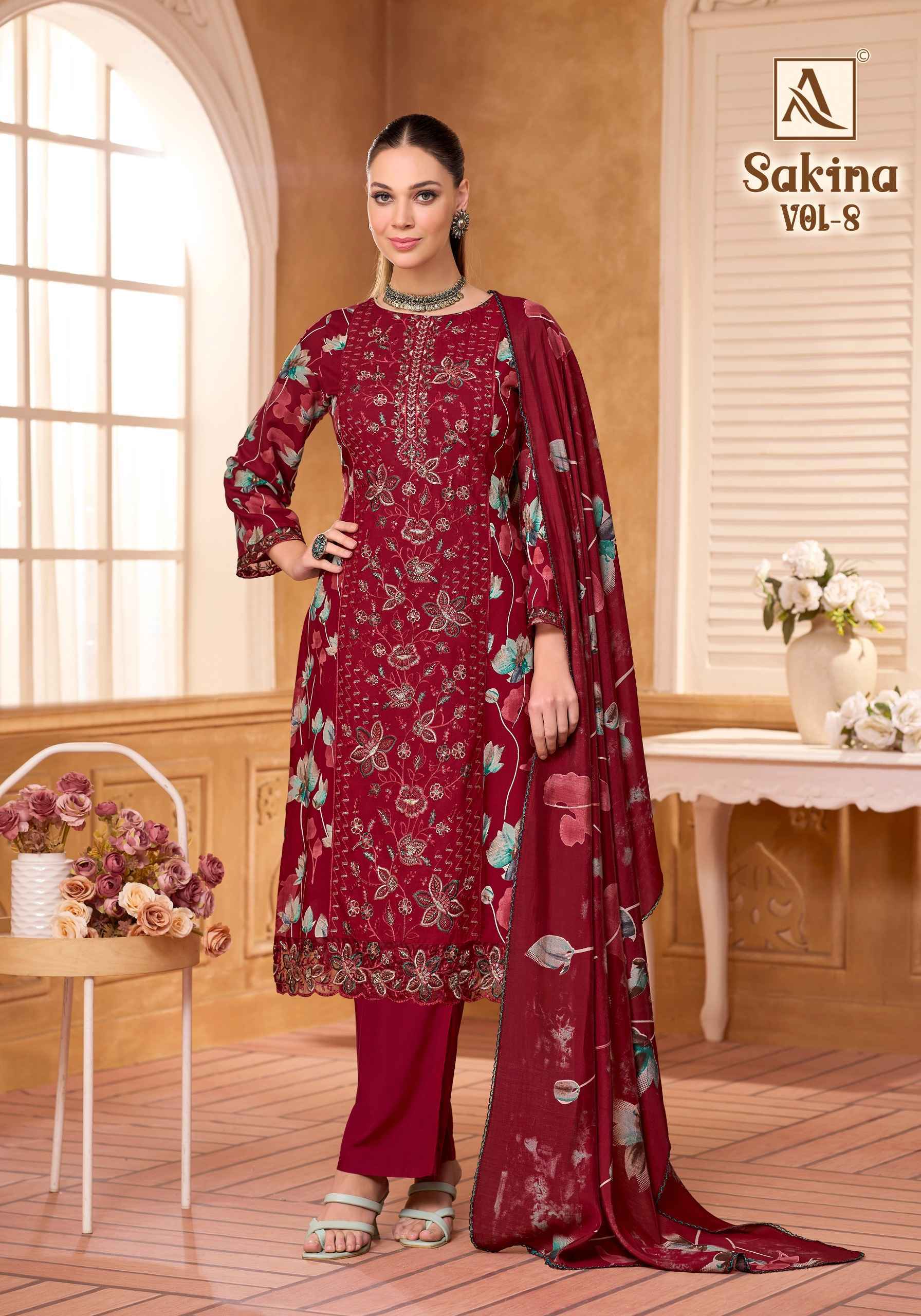 Alok Sakina Vol 8 Viscose Rayon Dress Material 6 pcs Catalog | factory direct wholesale