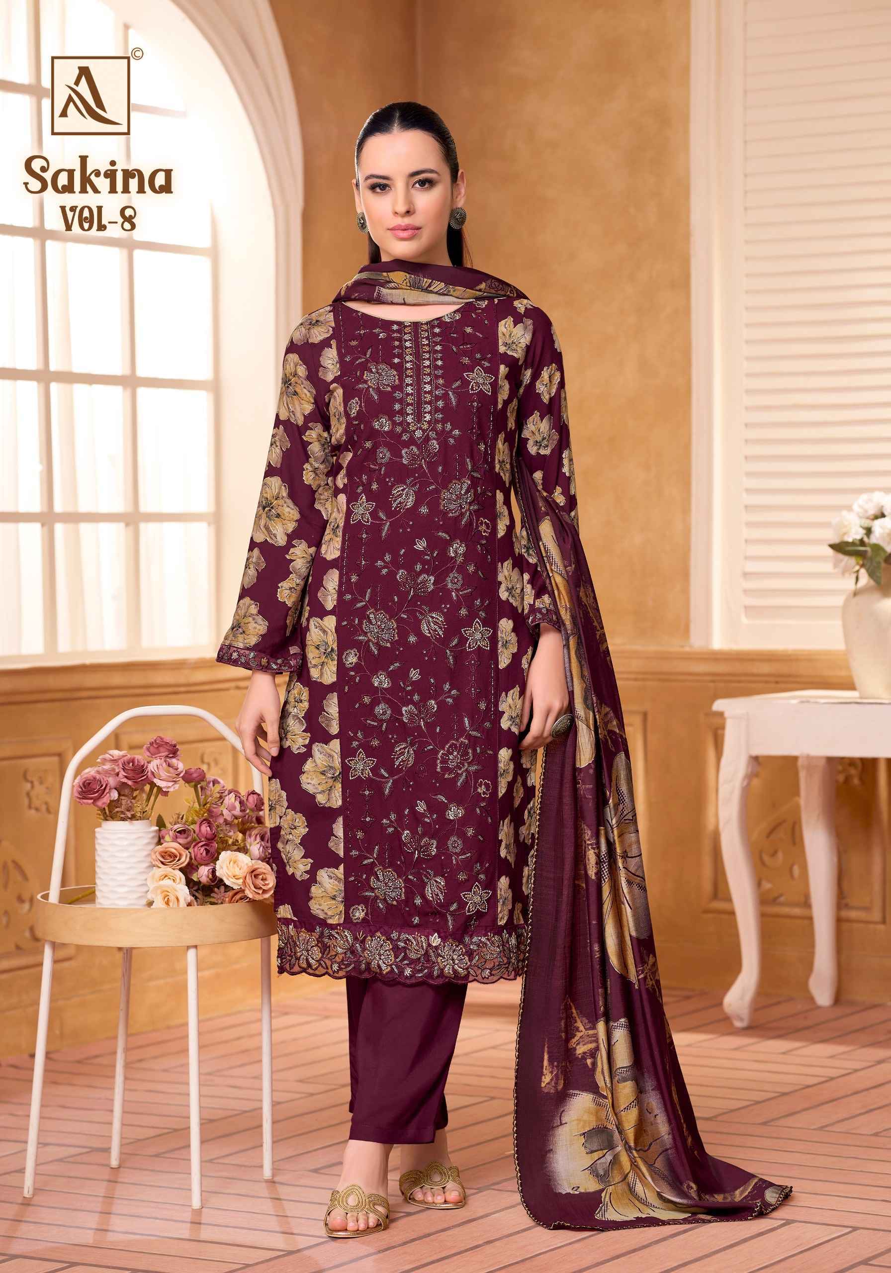 Alok Sakina Vol 8 Viscose Rayon Dress Material 6 pcs Catalog | factory direct wholesale