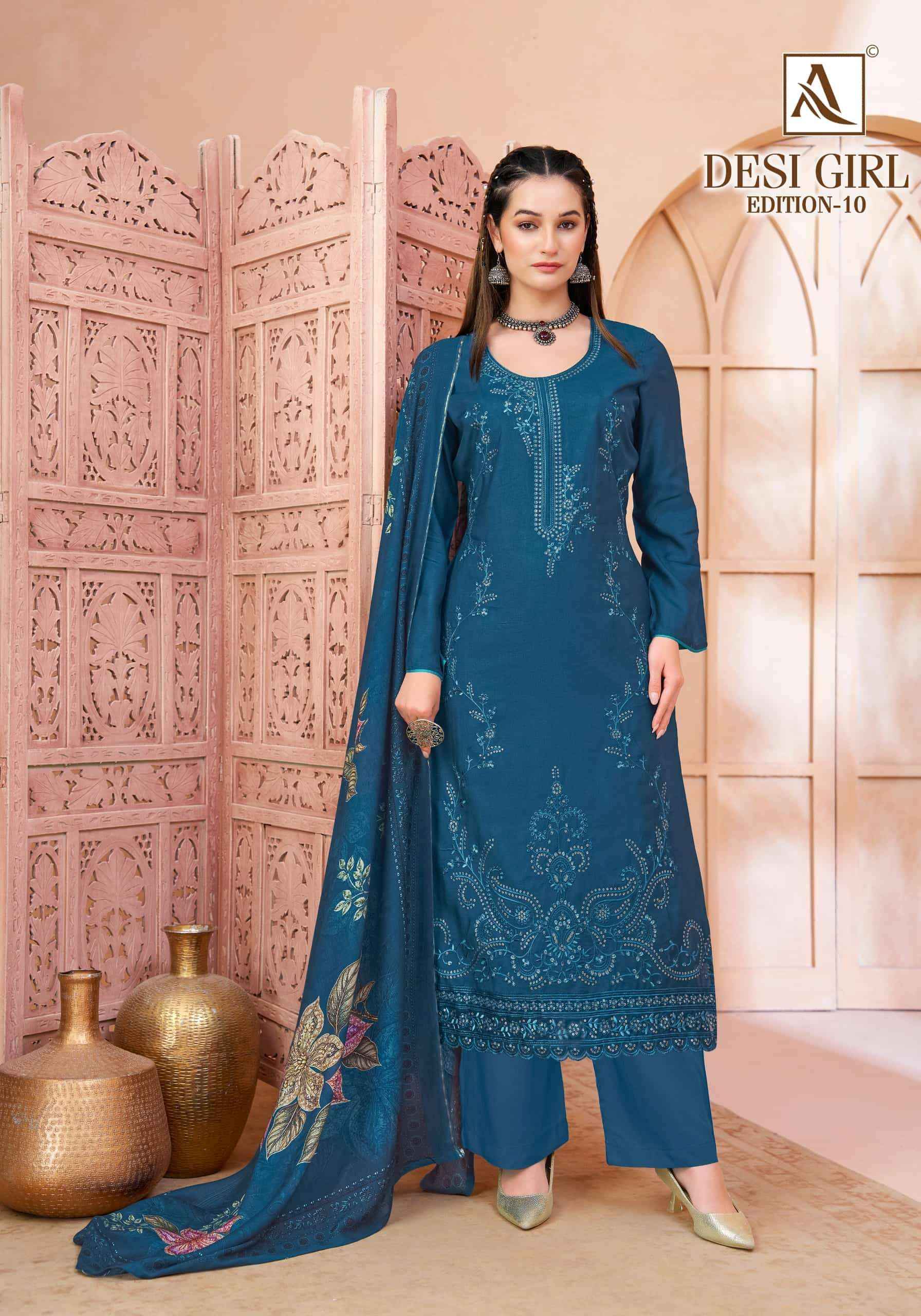 Alok Suit Desi Girl Edition 10 Muslin Dress Material 6 Pcs Catalog | Surat Wholesale Online