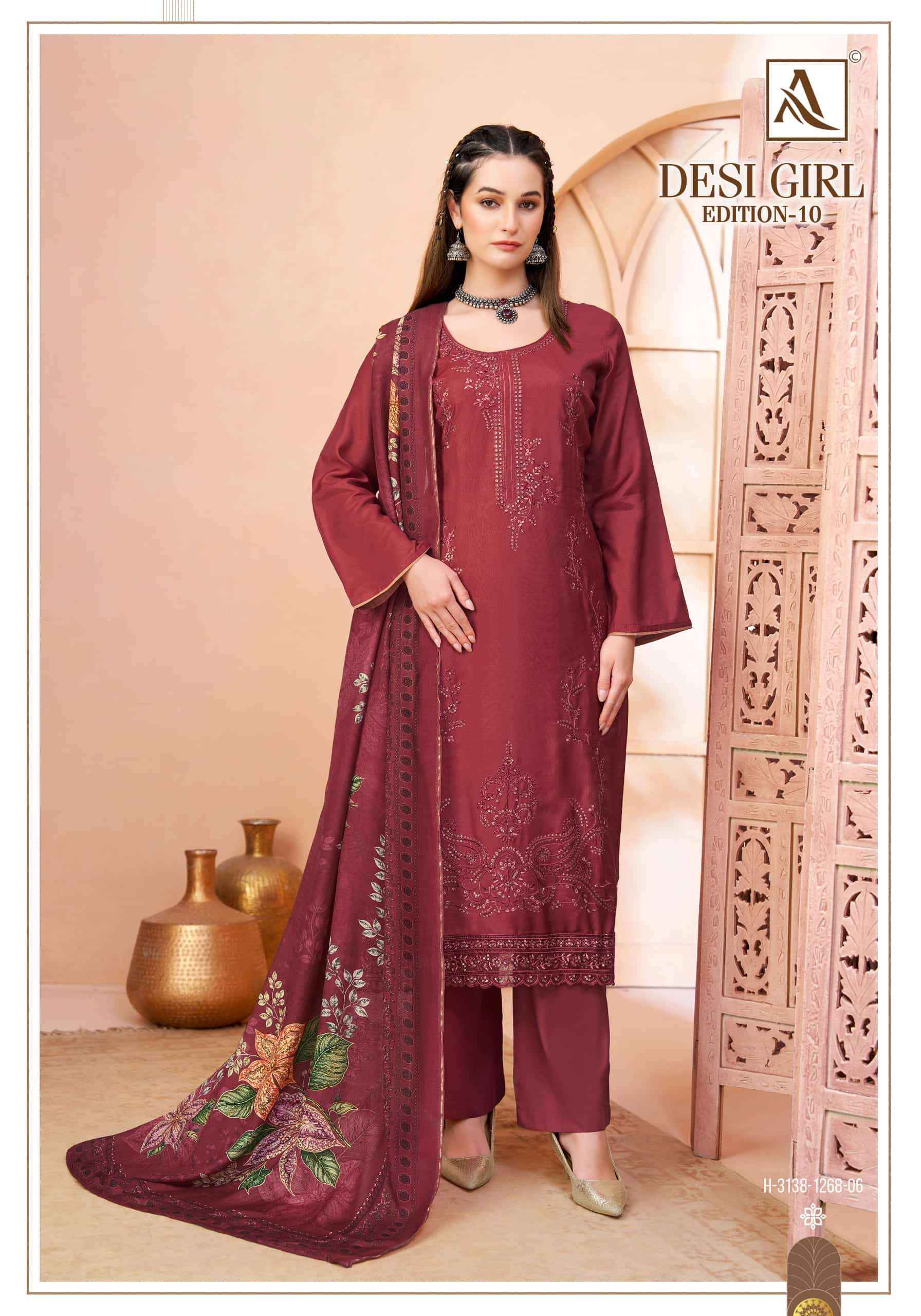 Alok Suit Desi Girl Edition 10 Muslin Dress Material 6 Pcs Catalog | Surat Wholesale Online