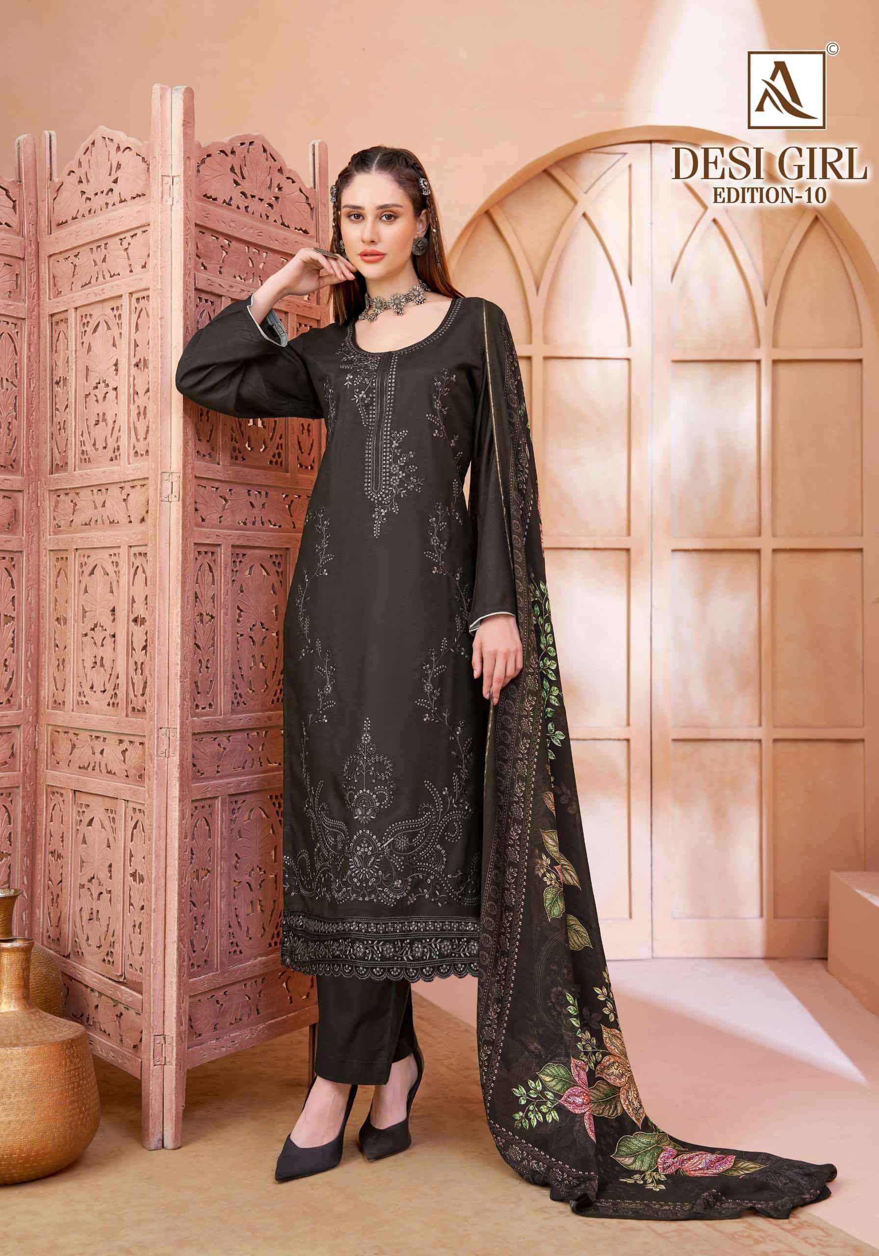 Alok Suit Desi Girl Edition 10 Muslin Dress Material 6 Pcs Catalog | Surat Wholesale Online