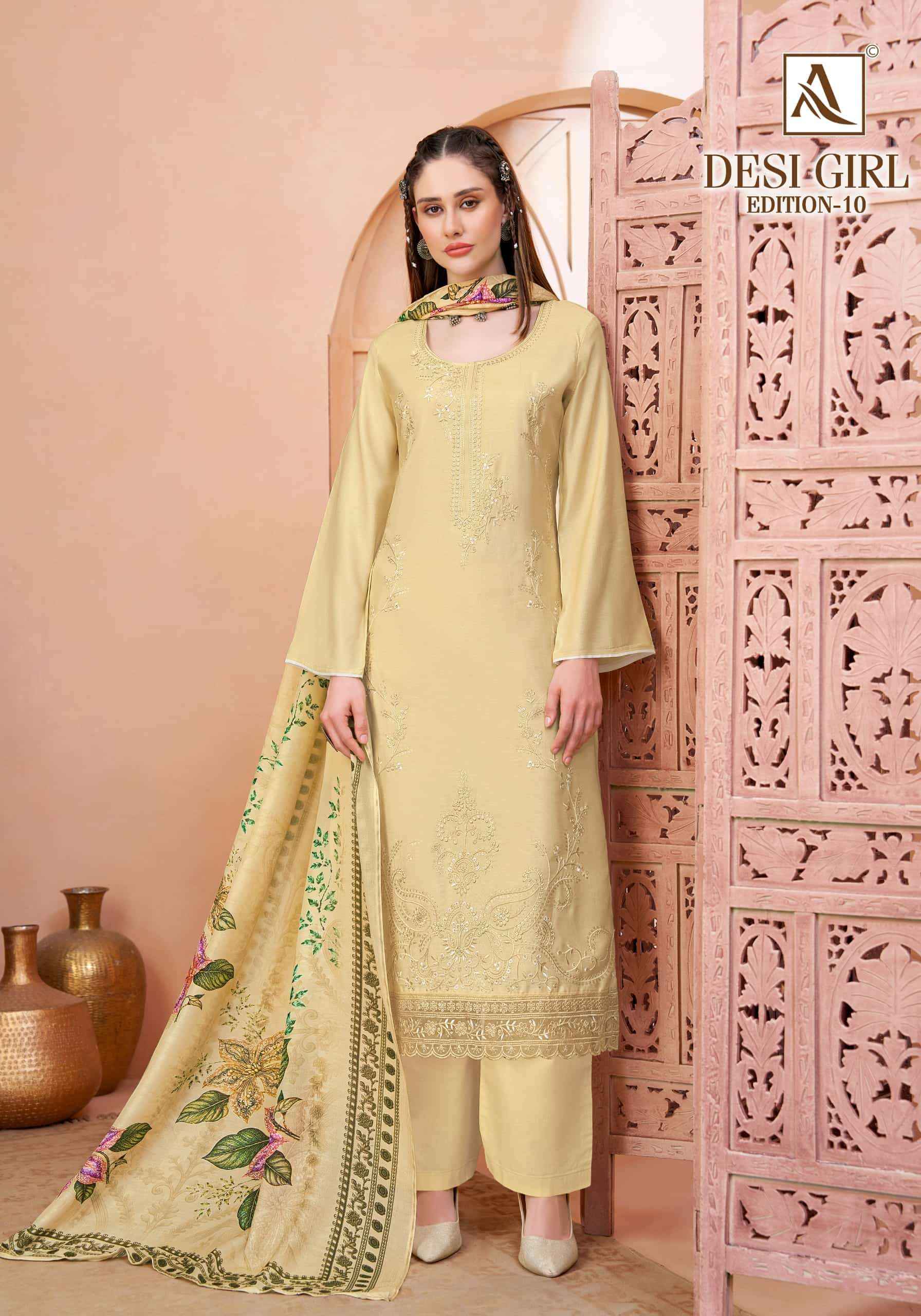 Alok Suit Desi Girl Edition 10 Muslin Dress Material 6 Pcs Catalog | Surat Wholesale Online