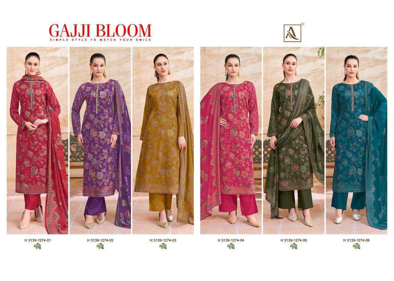 Alok Suit Gajji Bloom Viscose Pashmina Salwar Suits 6 Pcs Catalog