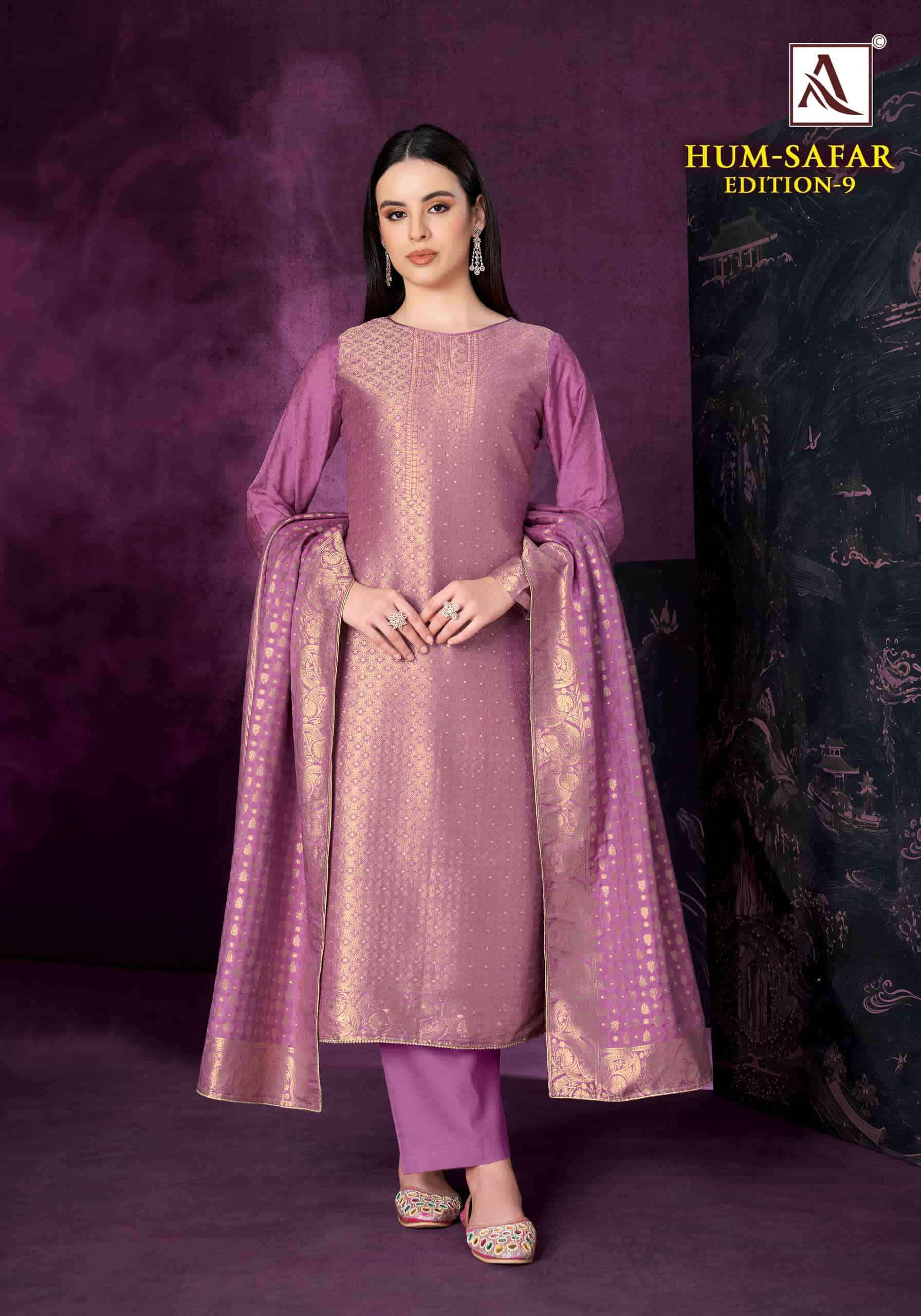 Alok Suit Hum Safar Edition 9 Designer Jacquard Suit Catalog Dealers 6 Pcs Catalog 