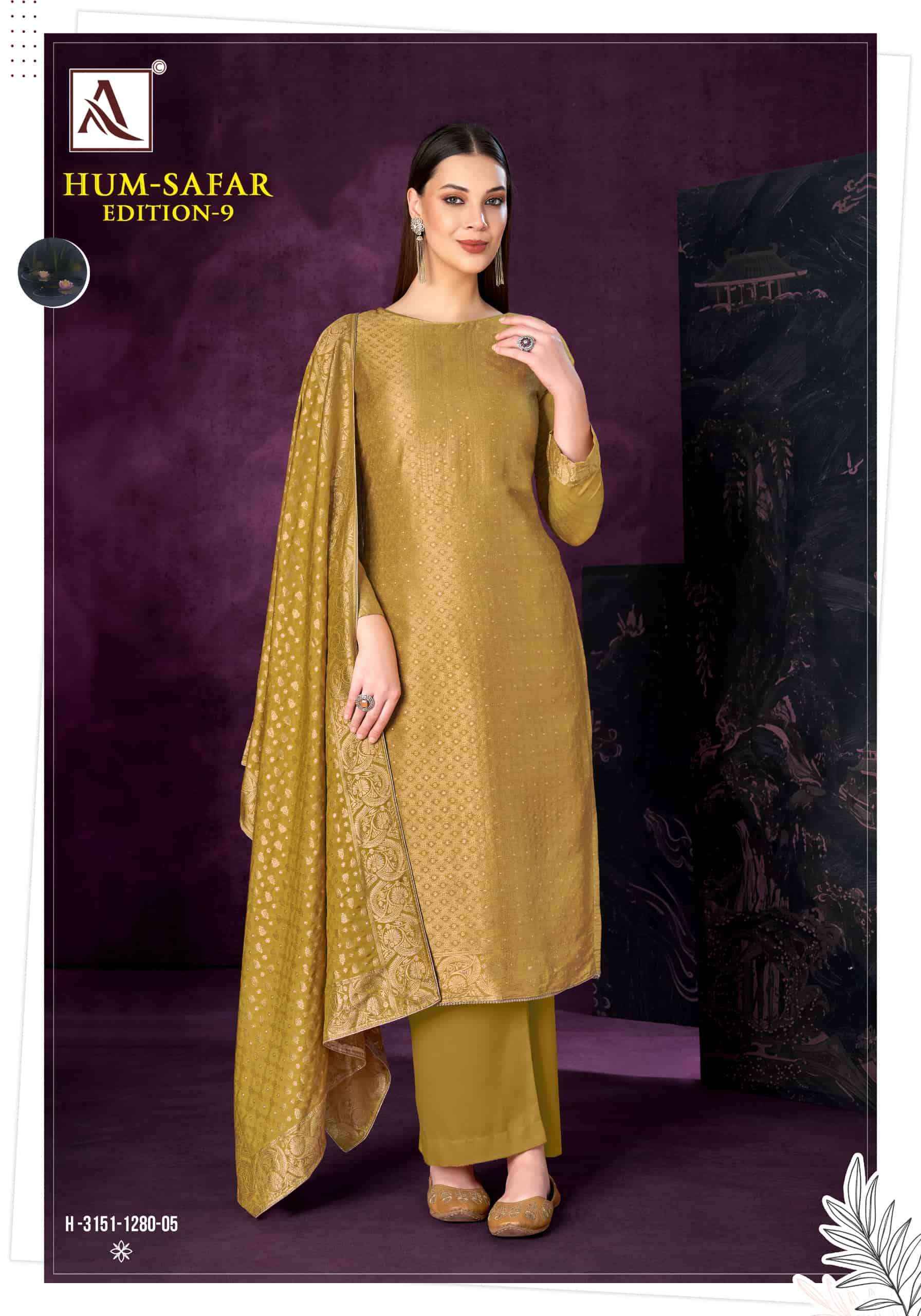 Alok Suit Hum Safar Edition 9 Designer Jacquard Suit Catalog Dealers 6 Pcs Catalog 