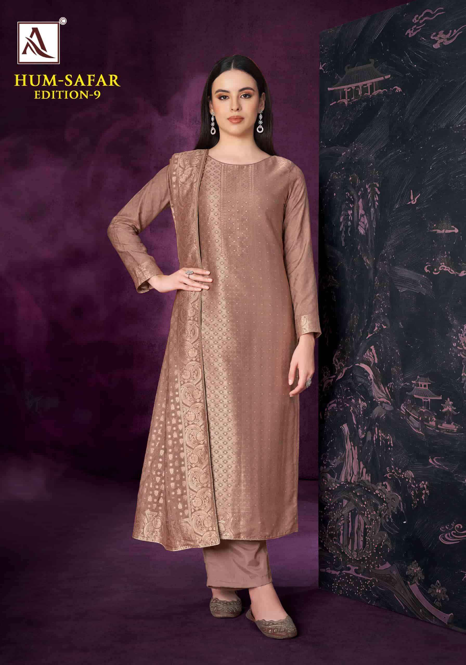 Alok Suit Hum Safar Edition 9 Designer Jacquard Suit Catalog Dealers 6 Pcs Catalog 