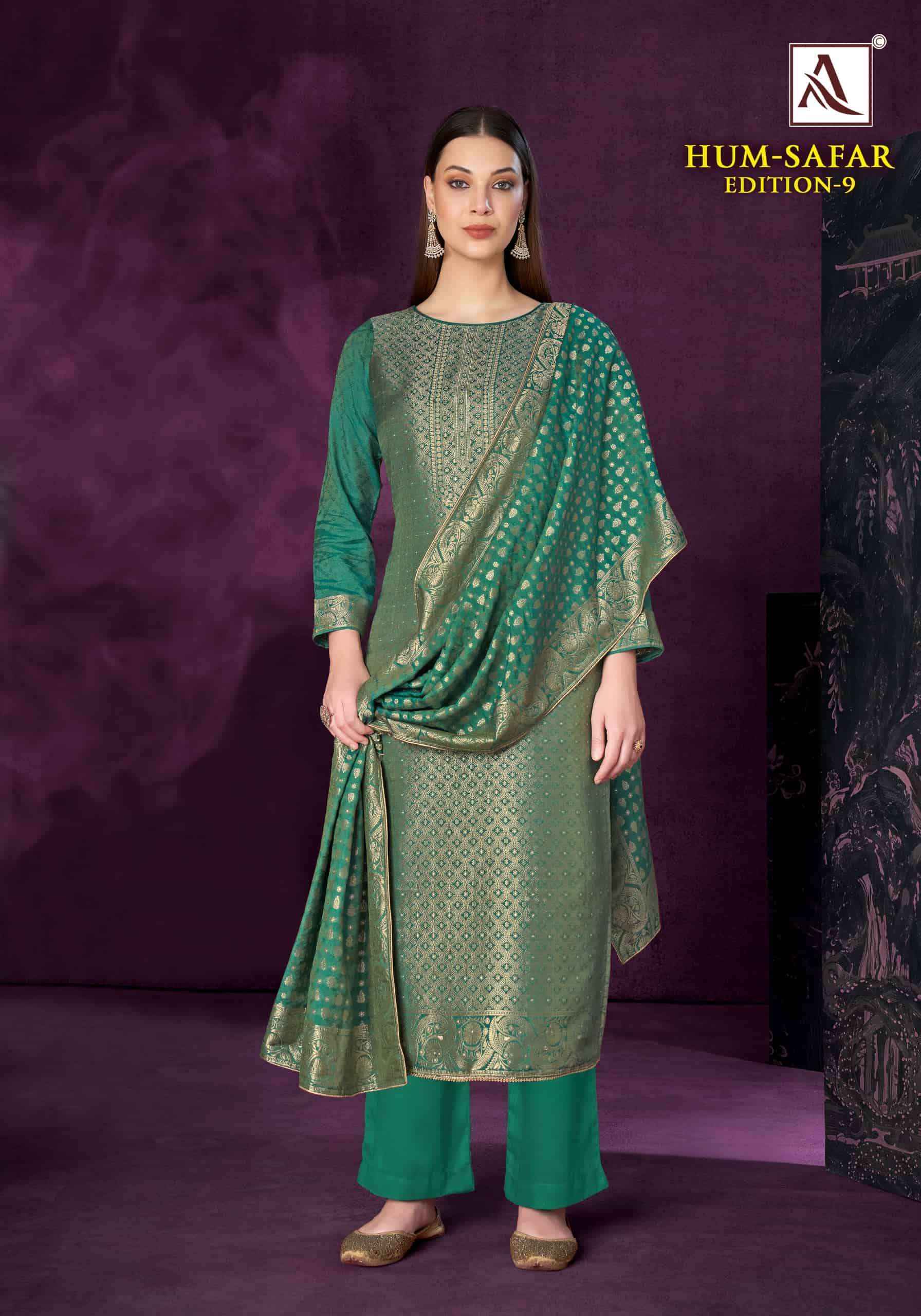 Alok Suit Hum Safar Edition 9 Designer Jacquard Suit Catalog Dealers 6 Pcs Catalog 