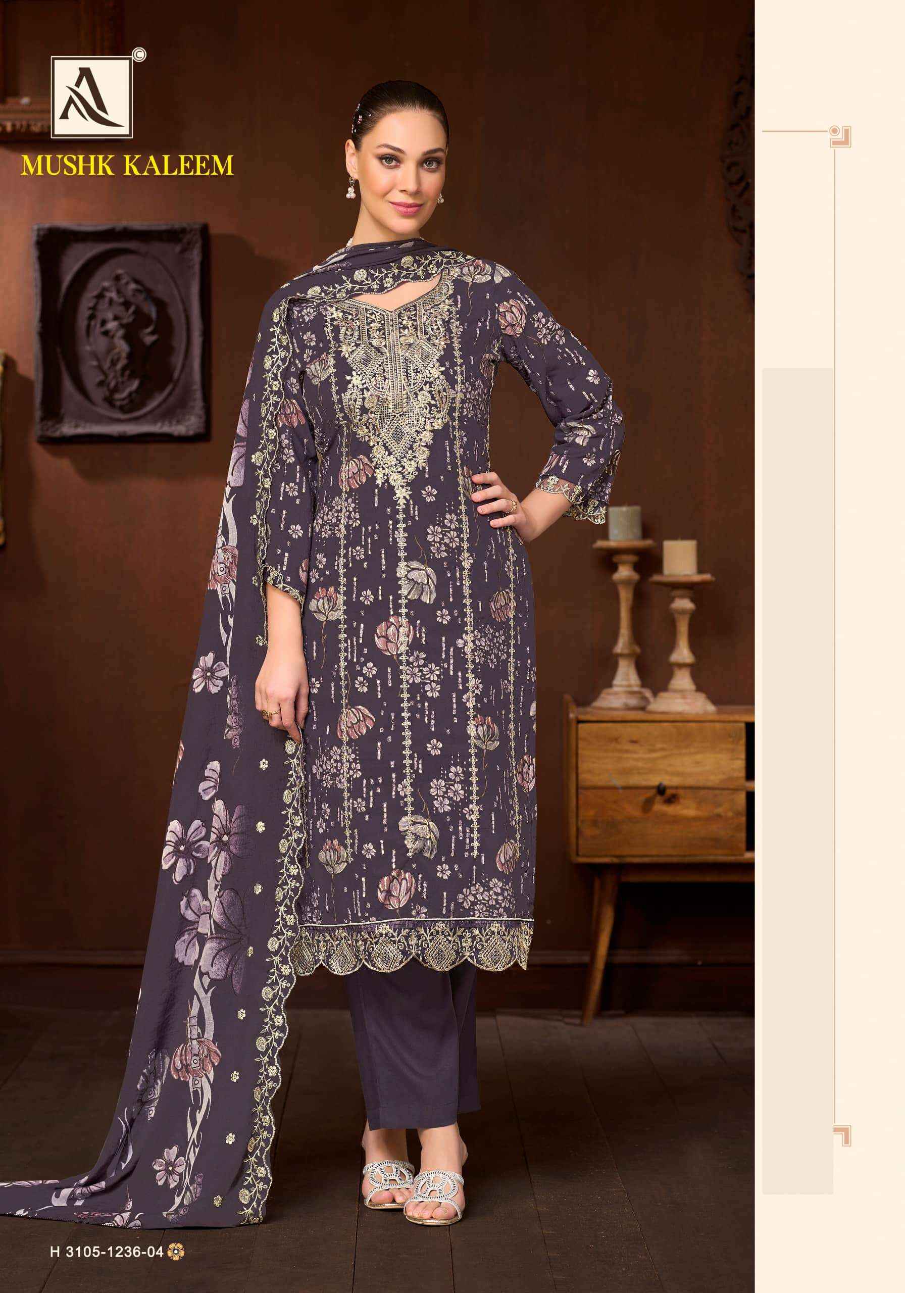 Alok Suit Mushk Kaleem Pure Cambric Dress Material 6 Pcs Catalog