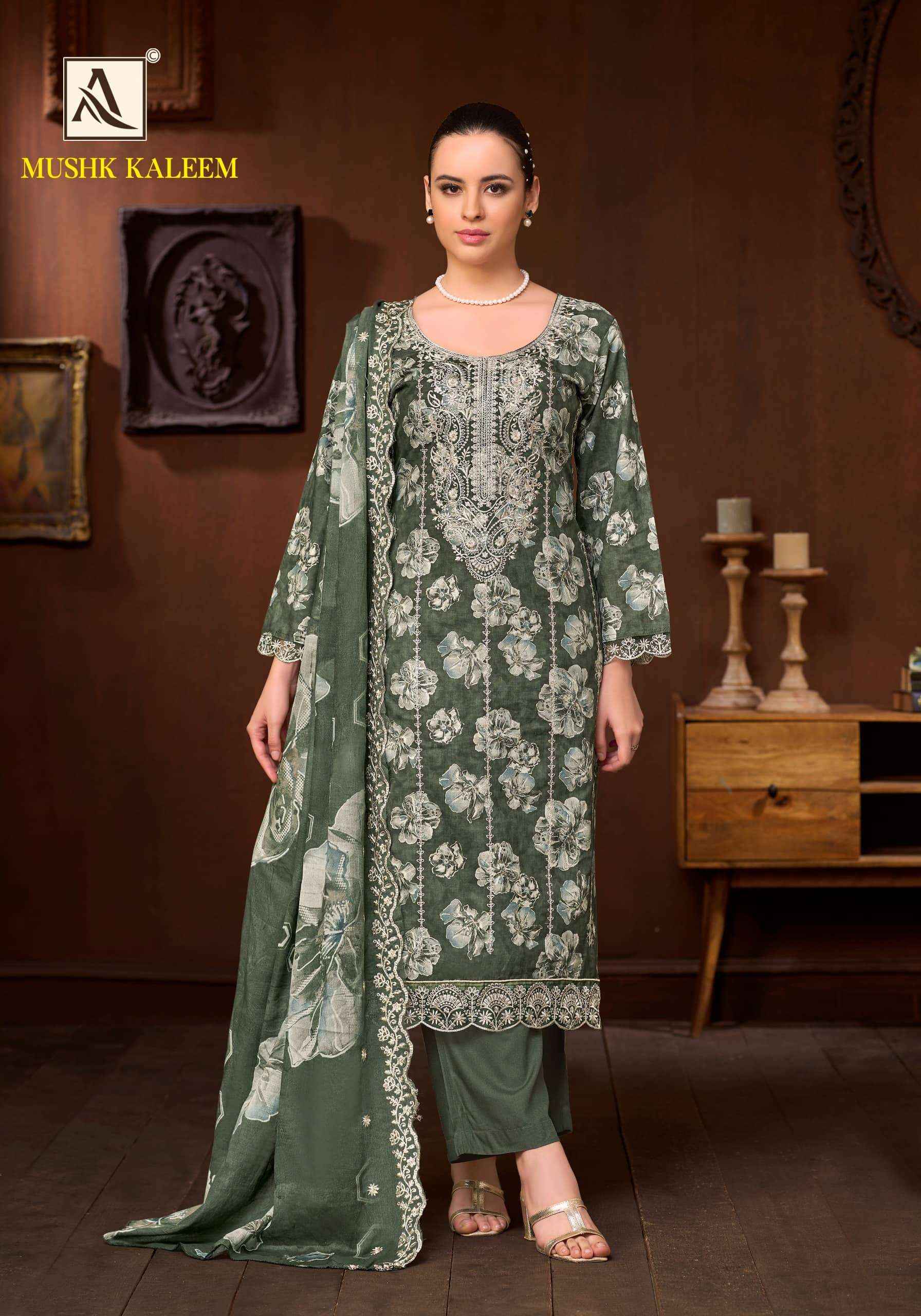 Alok Suit Mushk Kaleem Pure Cambric Dress Material 6 Pcs Catalog