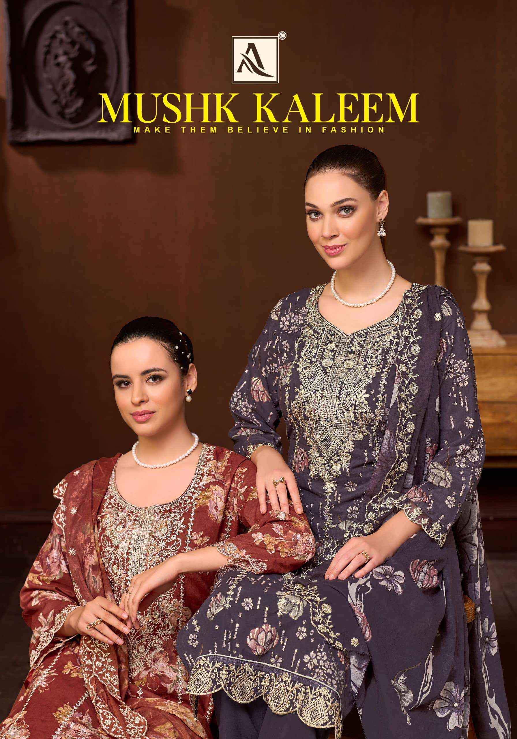 Alok Suit Mushk Kaleem Pure Cambric Dress Material 6 Pcs Catalog