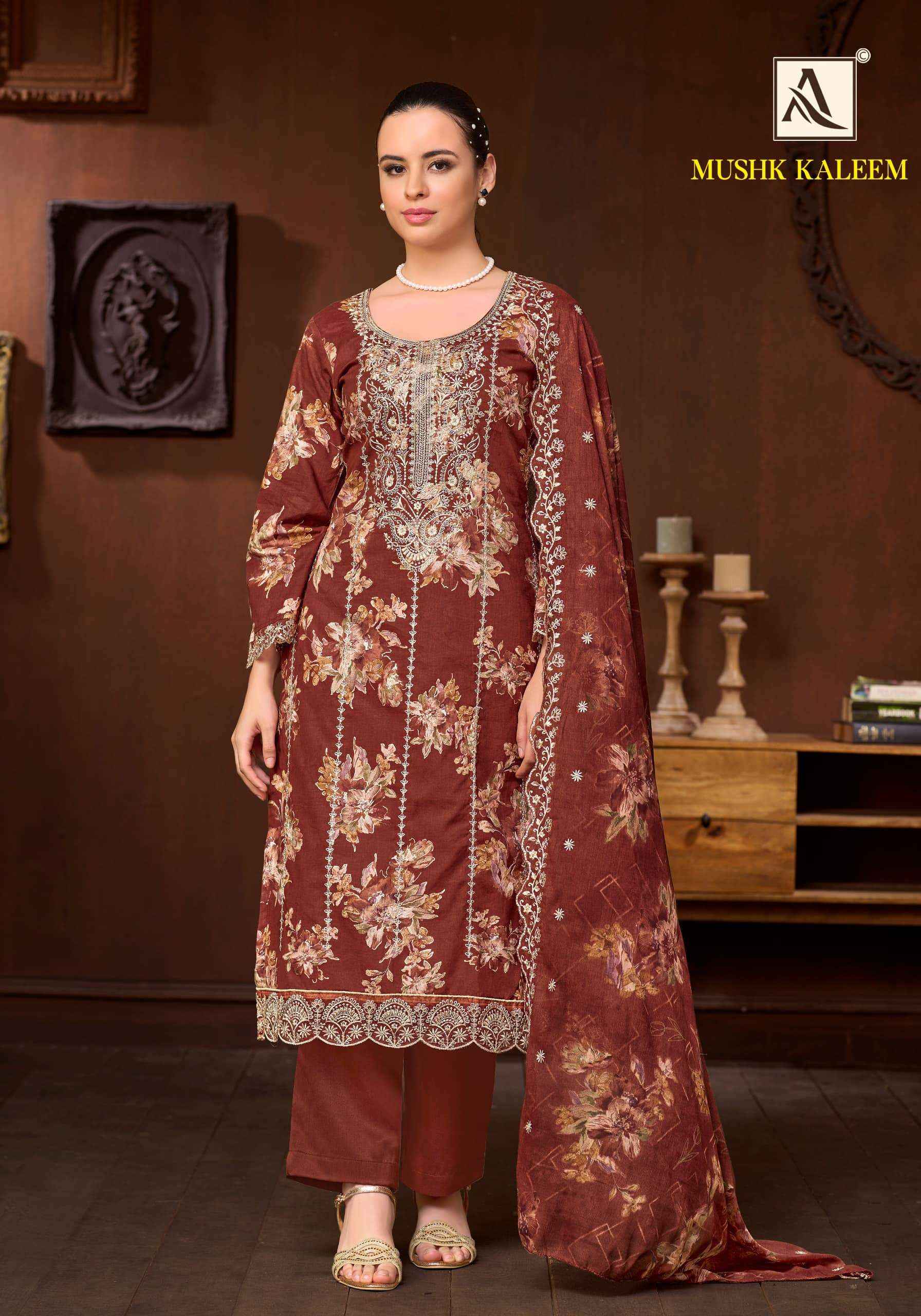 Alok Suit Mushk Kaleem Pure Cambric Dress Material 6 Pcs Catalog