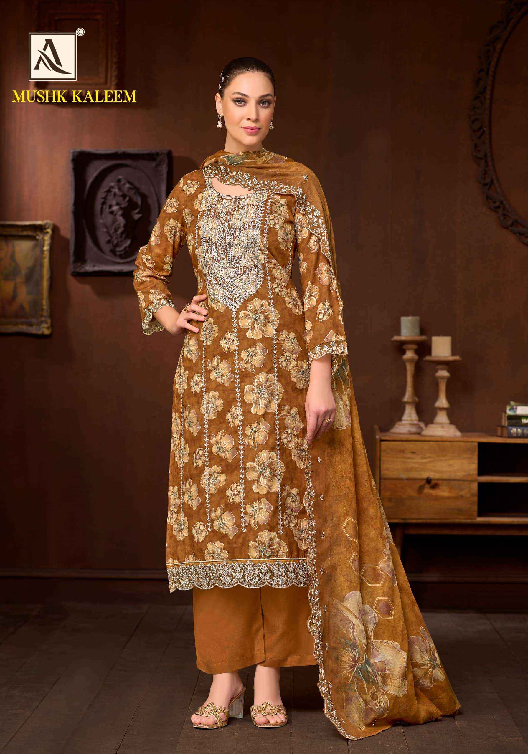 Alok Suit Mushk Kaleem Pure Cambric Dress Material 6 Pcs Catalog
