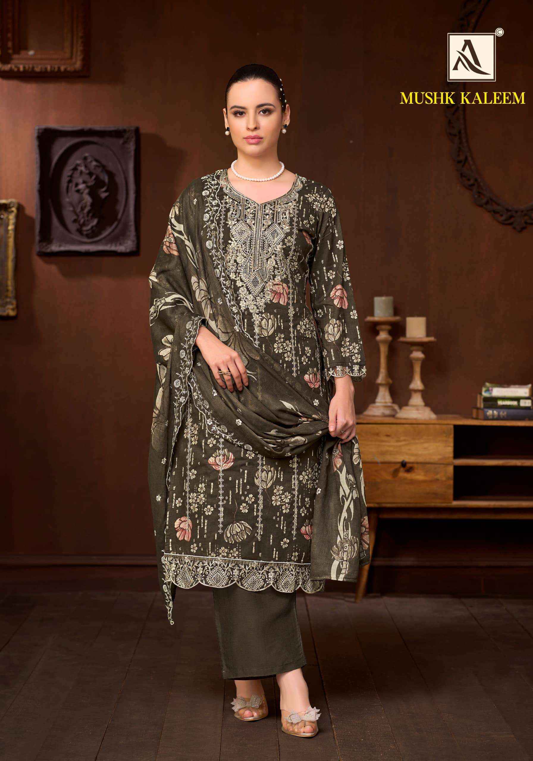 Alok Suit Mushk Kaleem Pure Cambric Dress Material 6 Pcs Catalog