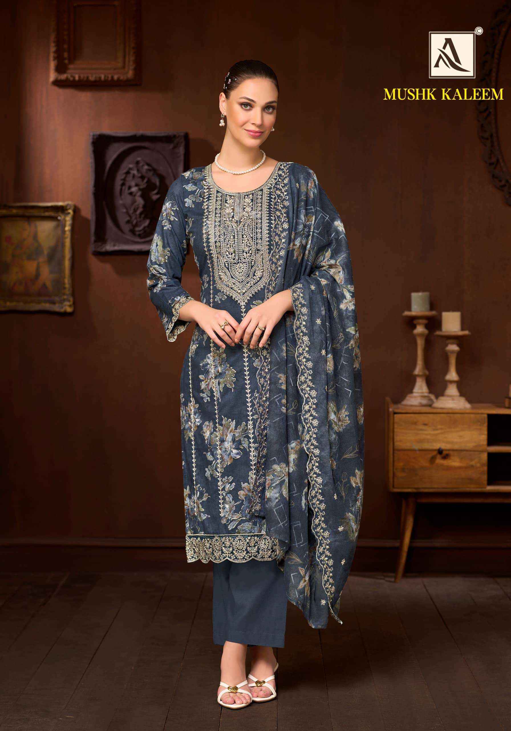Alok Suit Mushk Kaleem Pure Cambric Dress Material 6 Pcs Catalog