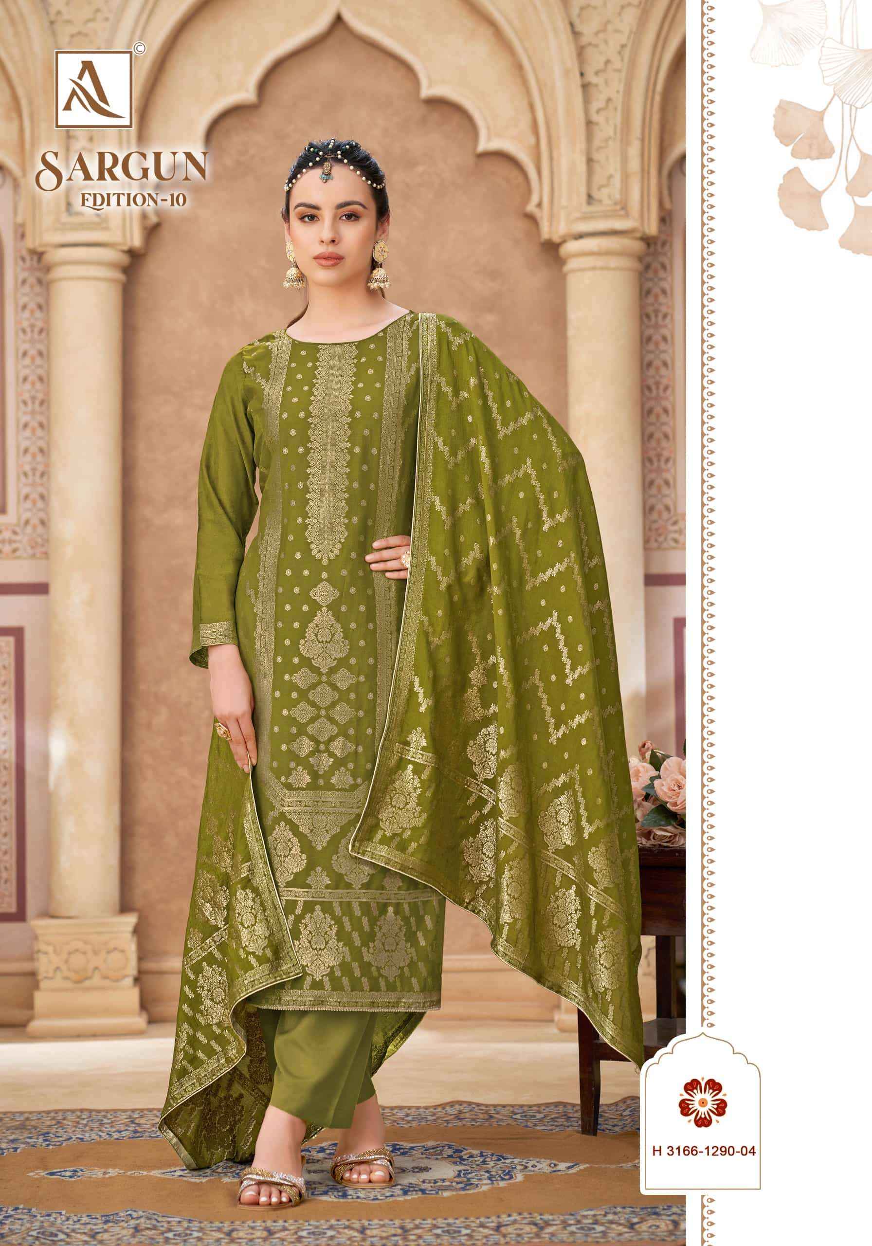 Alok Suit Sargun Edition 10 Designer Muslin Jacquard Dress Material 6 Pcs Catalog 