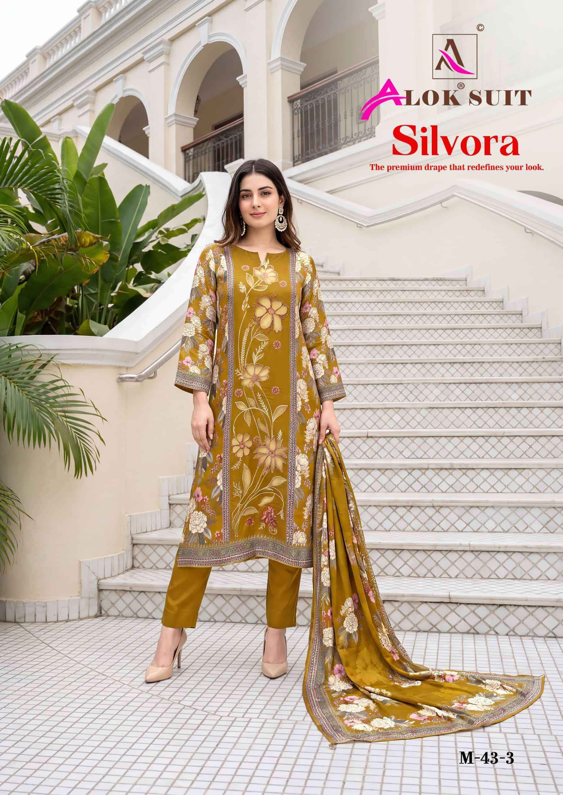 Alok Suit Silvora Muslin Dress Material With Price 4 Pcs Catalog | Surat Wholesale Factory