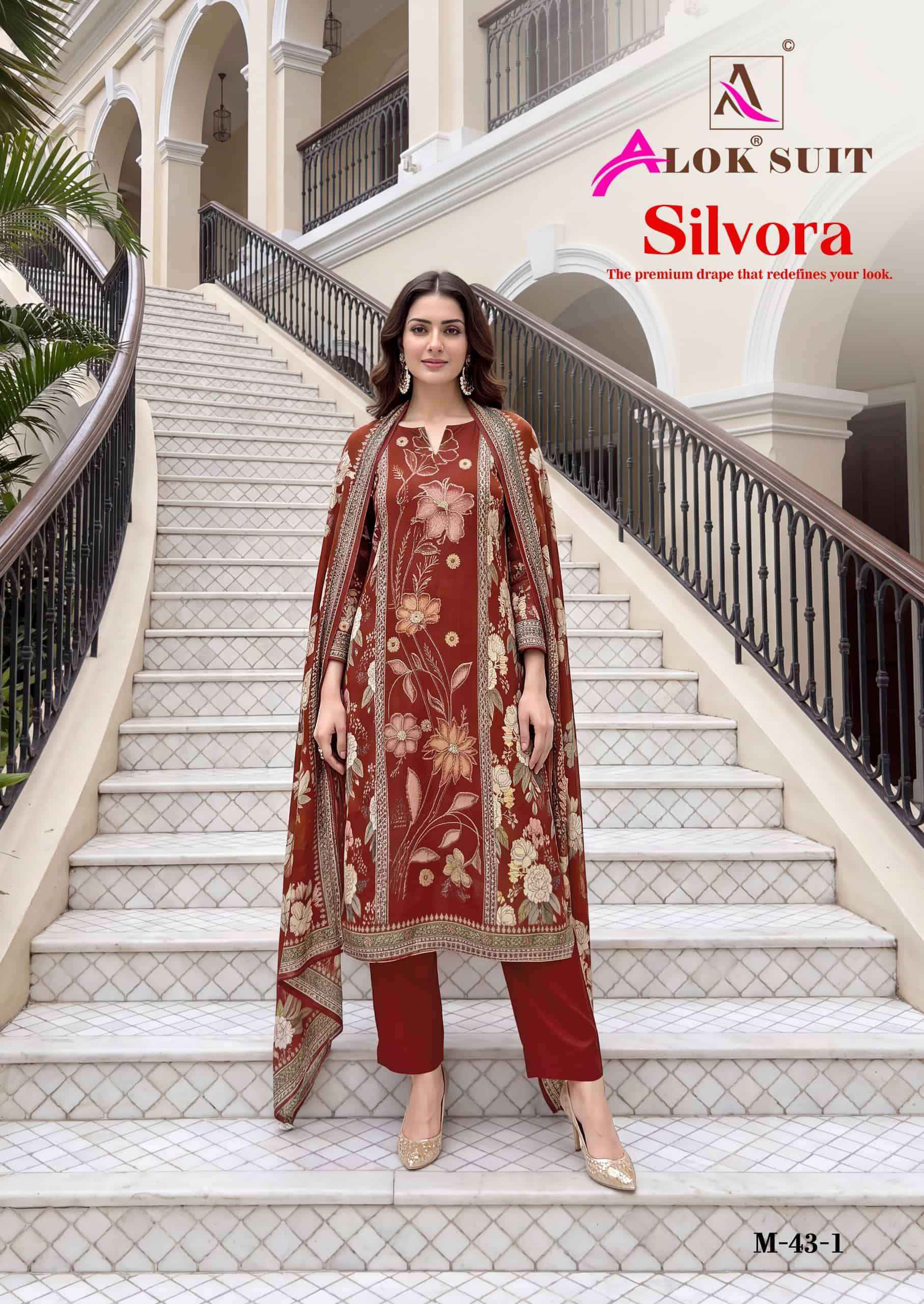 Alok Suit Silvora Muslin Dress Material With Price 4 Pcs Catalog | Surat Wholesale Factory