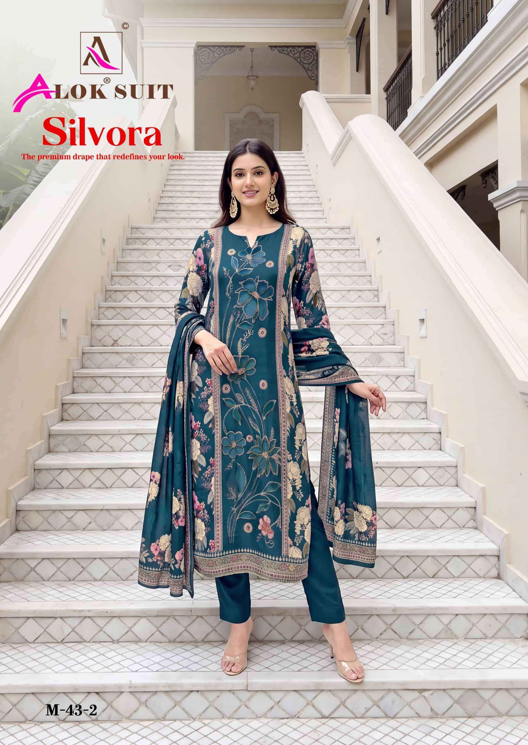 Alok Suit Silvora Muslin Dress Material With Price 4 Pcs Catalog | Surat Wholesale Factory