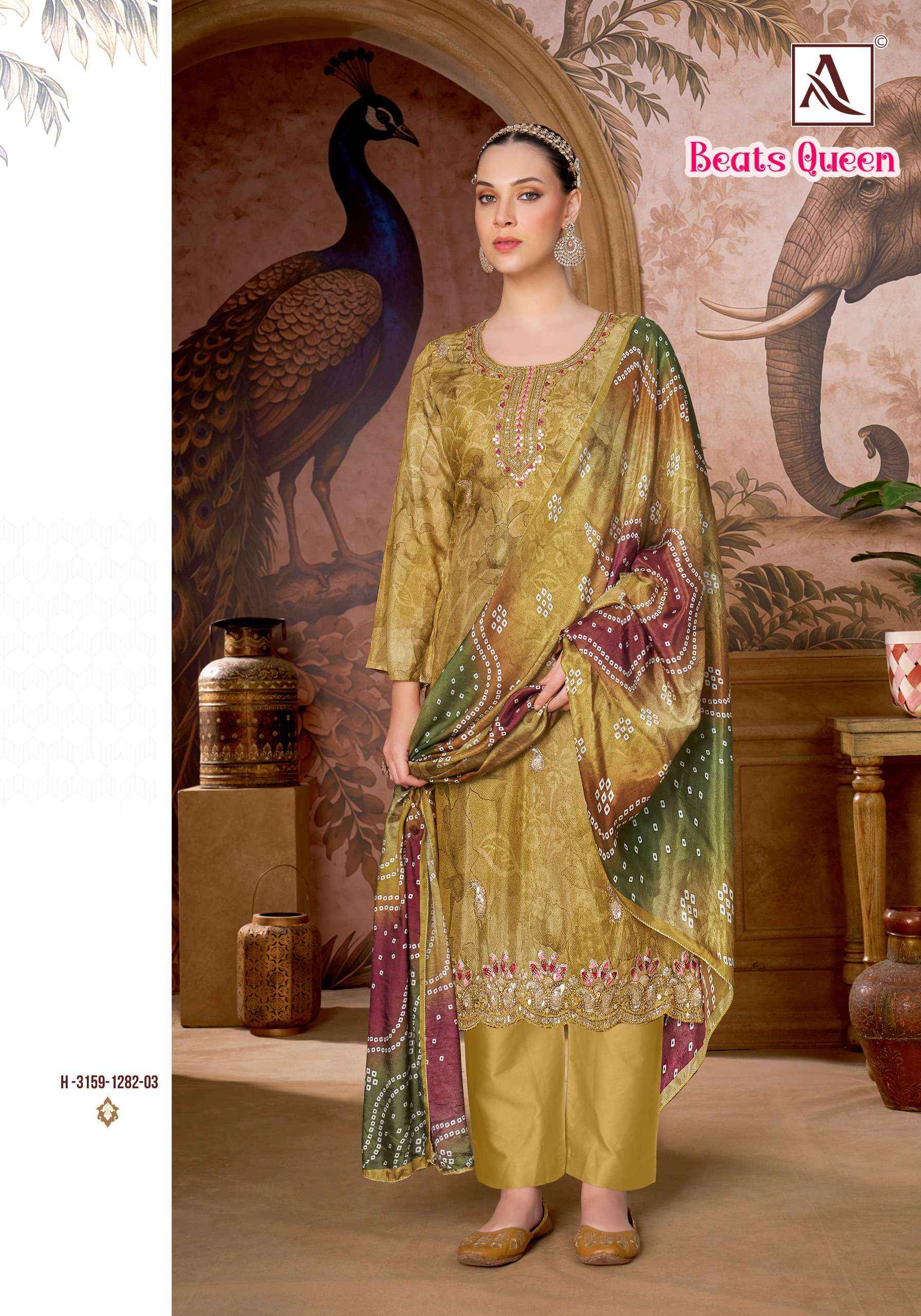 ALOK SUITS BEATS QUEEN VISCOSE DRESS MATERIAL 6 PCS CATALOG