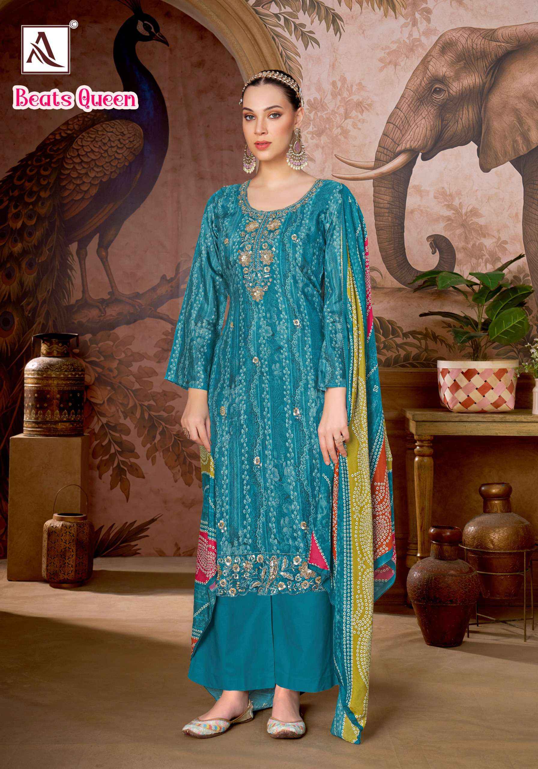ALOK SUITS BEATS QUEEN VISCOSE DRESS MATERIAL 6 PCS CATALOG