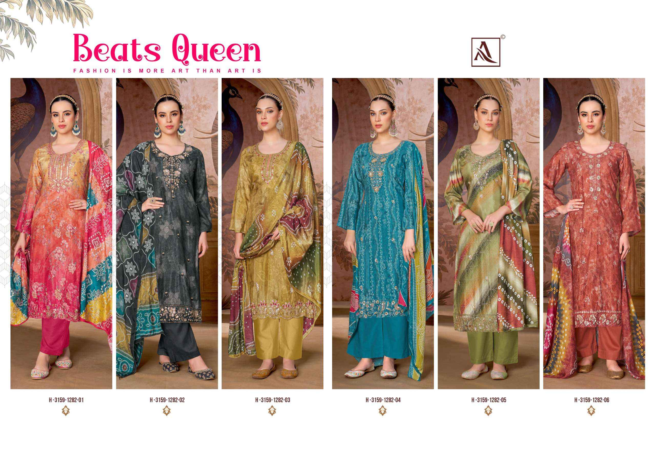ALOK SUITS BEATS QUEEN VISCOSE DRESS MATERIAL 6 PCS CATALOG
