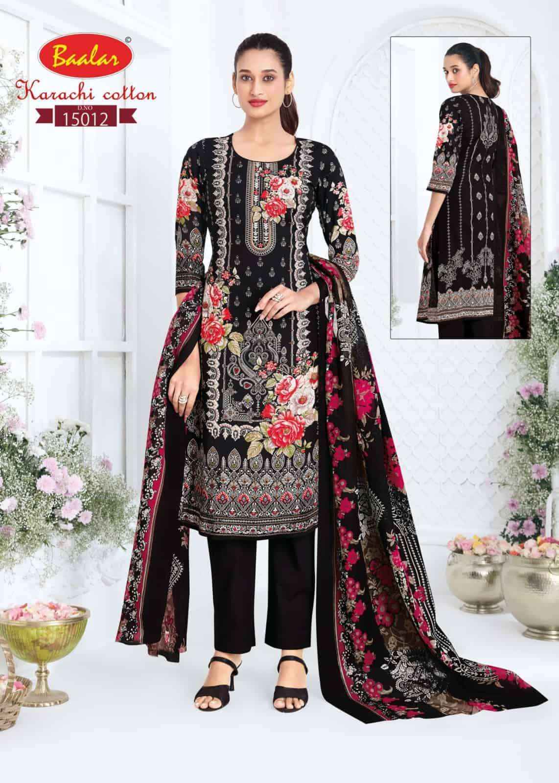 Baalar Karachi Cotton Vol 15 Pure Lawn Cotton Salwar Suits 12 Pcs Catalog