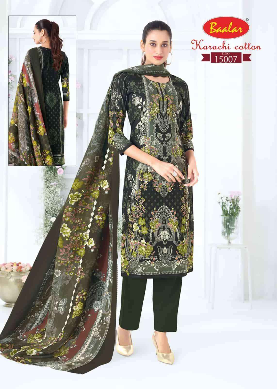 Baalar Karachi Cotton Vol 15 Pure Lawn Cotton Salwar Suits 12 Pcs Catalog