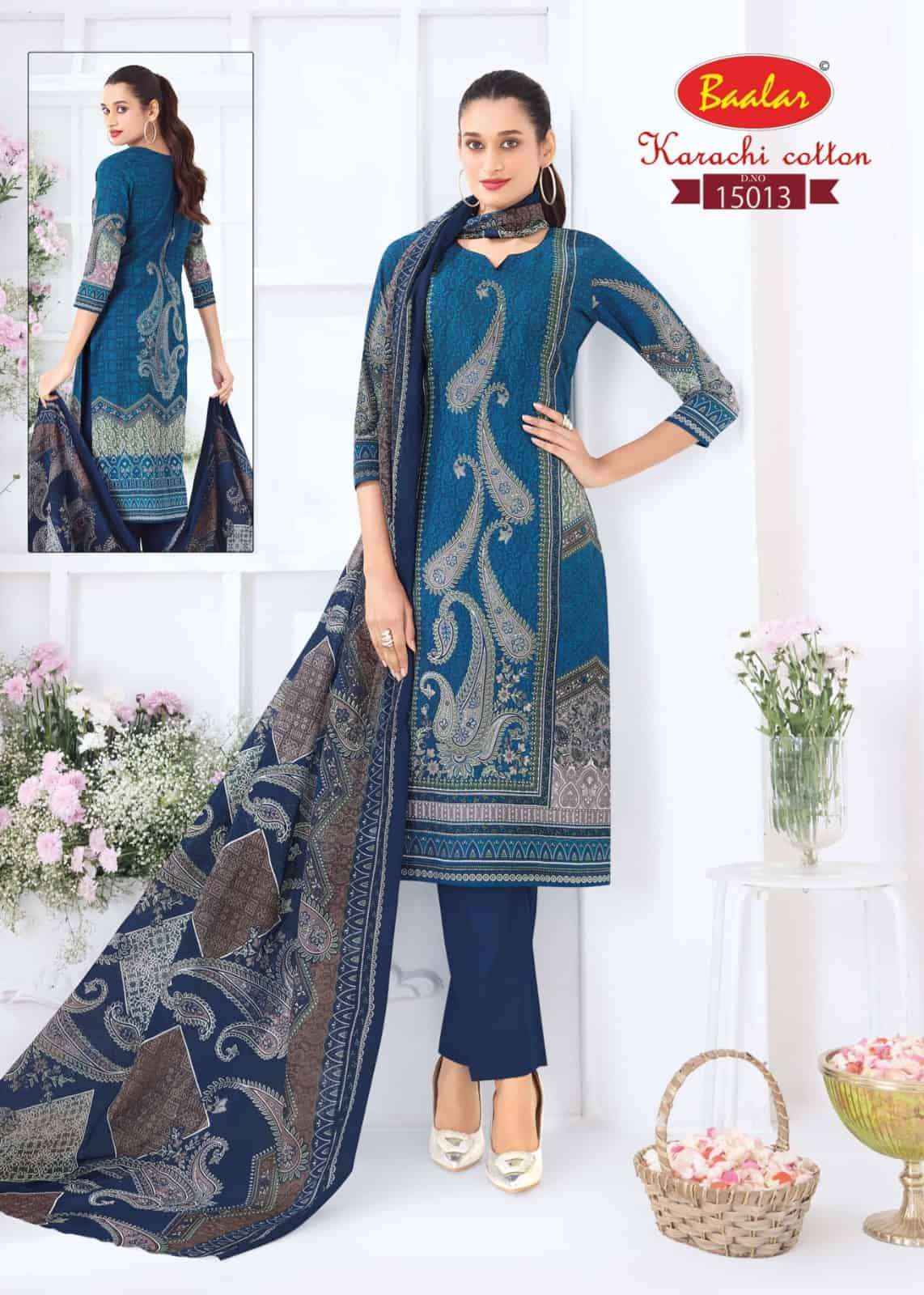Baalar Karachi Cotton Vol 15 Pure Lawn Cotton Salwar Suits 12 Pcs Catalog