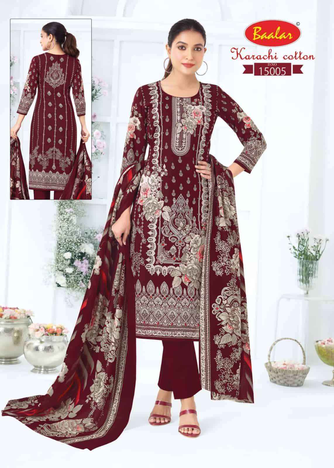 Baalar Karachi Cotton Vol 15 Pure Lawn Cotton Salwar Suits 12 Pcs Catalog