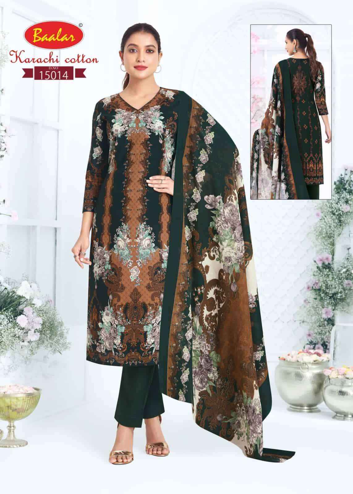Baalar Karachi Cotton Vol 15 Pure Lawn Cotton Salwar Suits 12 Pcs Catalog