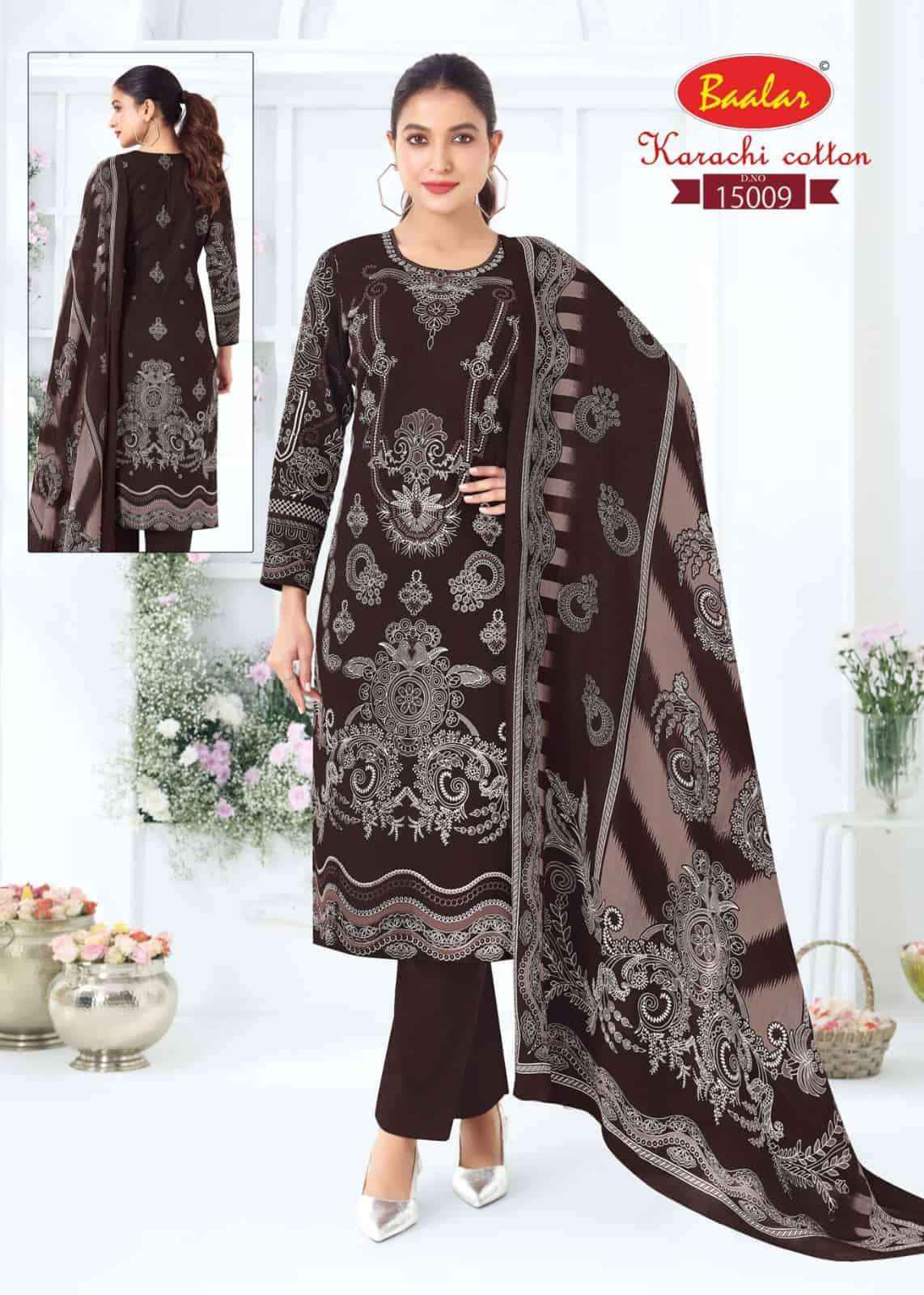 Baalar Karachi Cotton Vol 15 Pure Lawn Cotton Salwar Suits 12 Pcs Catalog