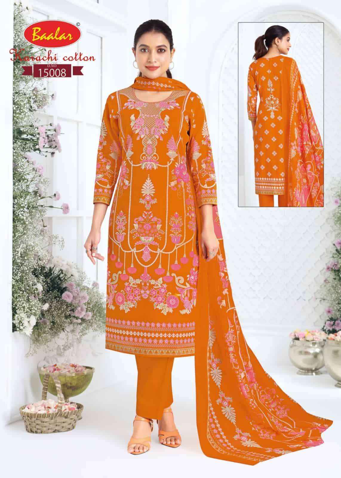 Baalar Karachi Cotton Vol 15 Pure Lawn Cotton Salwar Suits 12 Pcs Catalog