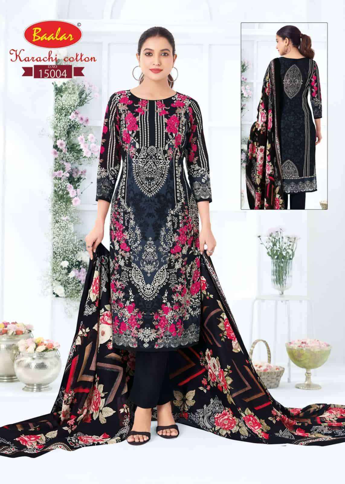 Baalar Karachi Cotton Vol 15 Pure Lawn Cotton Salwar Suits 12 Pcs Catalog