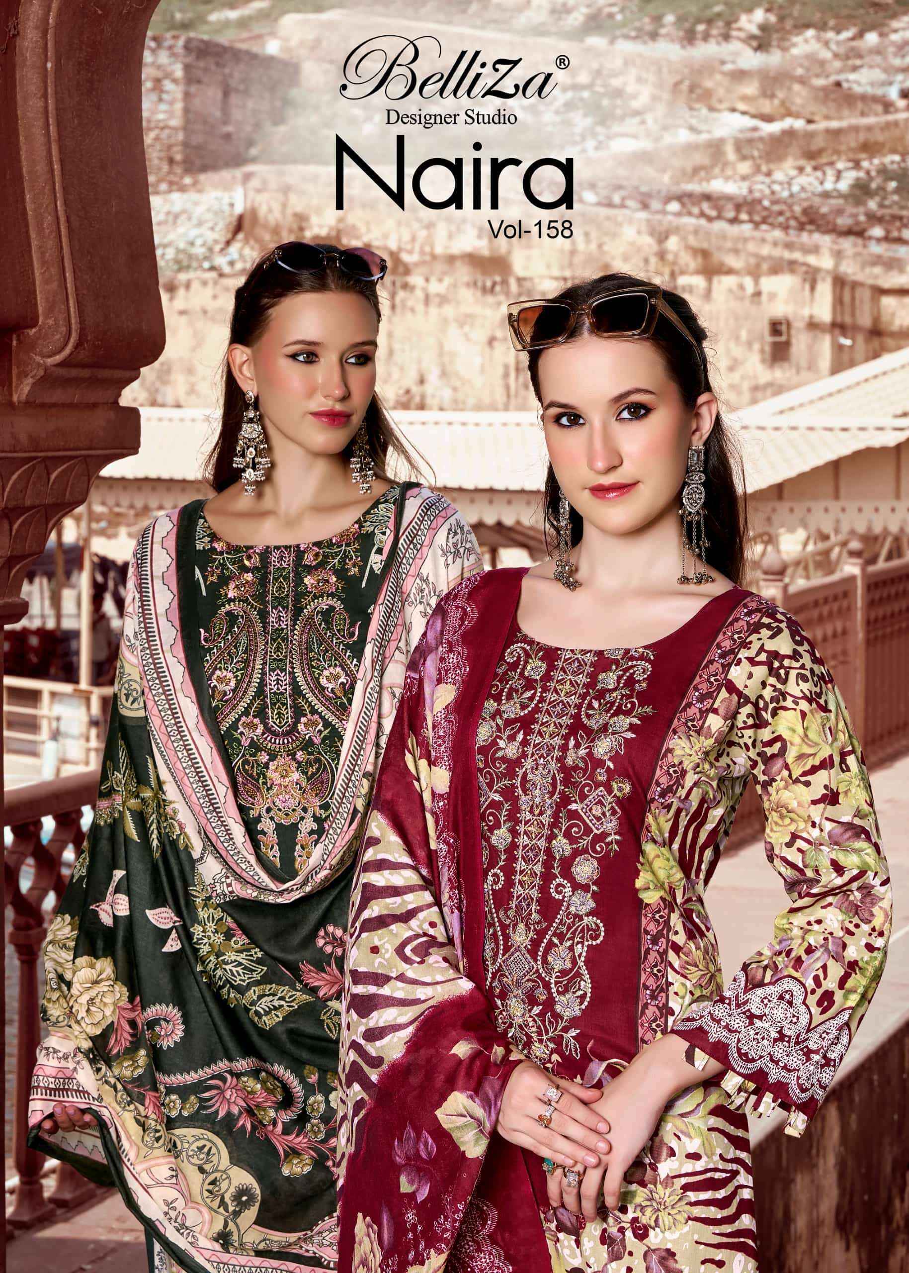 Belliza Designer Naira Vol 158 Pure Cotton Dress Material With Price 8 Pcs Catalog