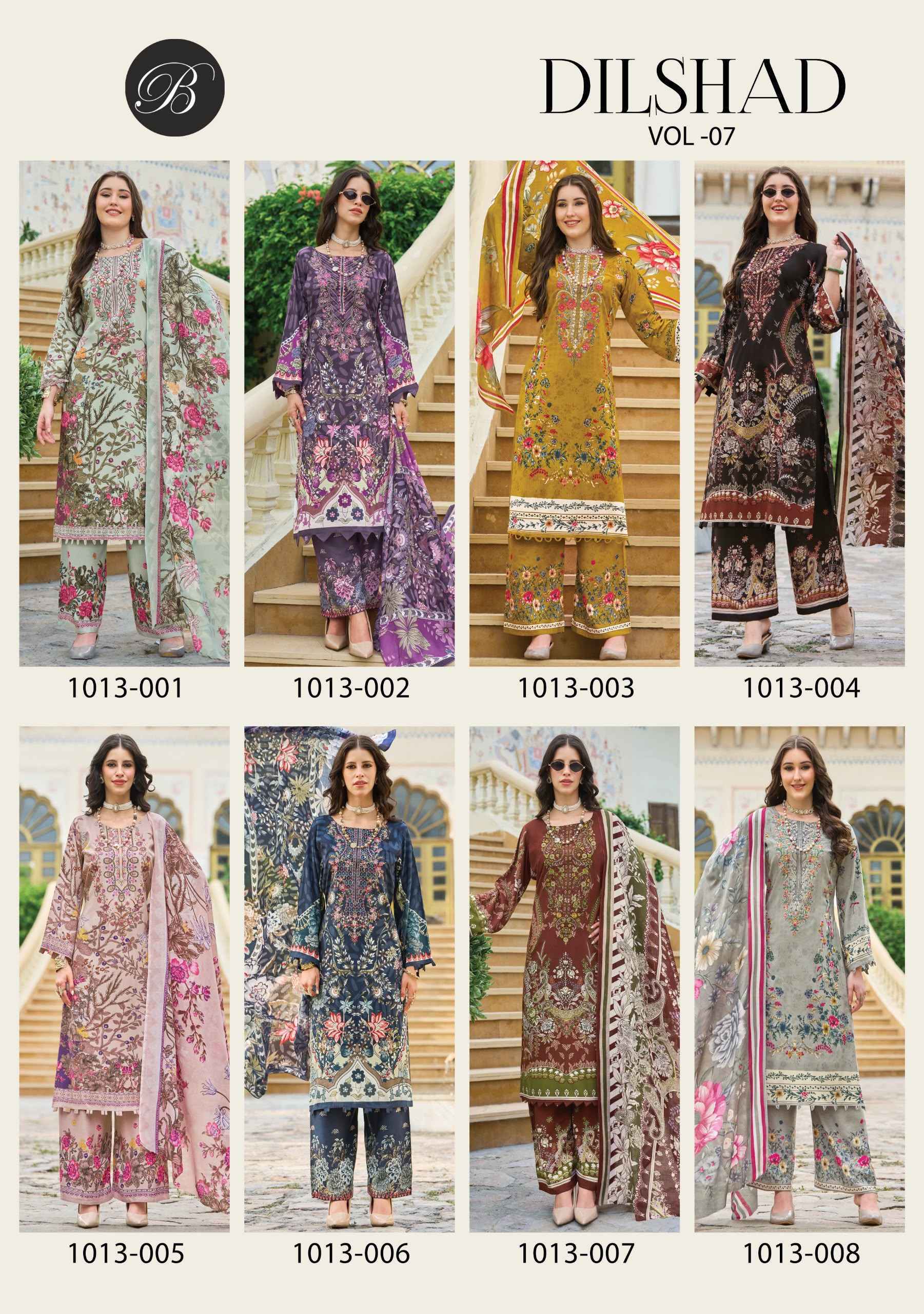 Belliza Dilshad Vol 7 Viscose Rayon Dress Material 8 pcs Catalog