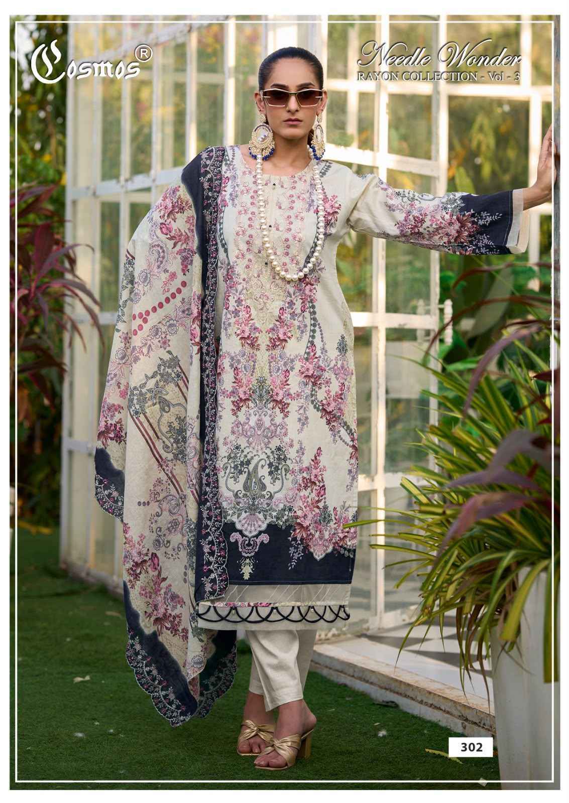 Cosmos Needle Wonder Rayon Vol 3 Rayon Dress Material 8 pcs Catalog