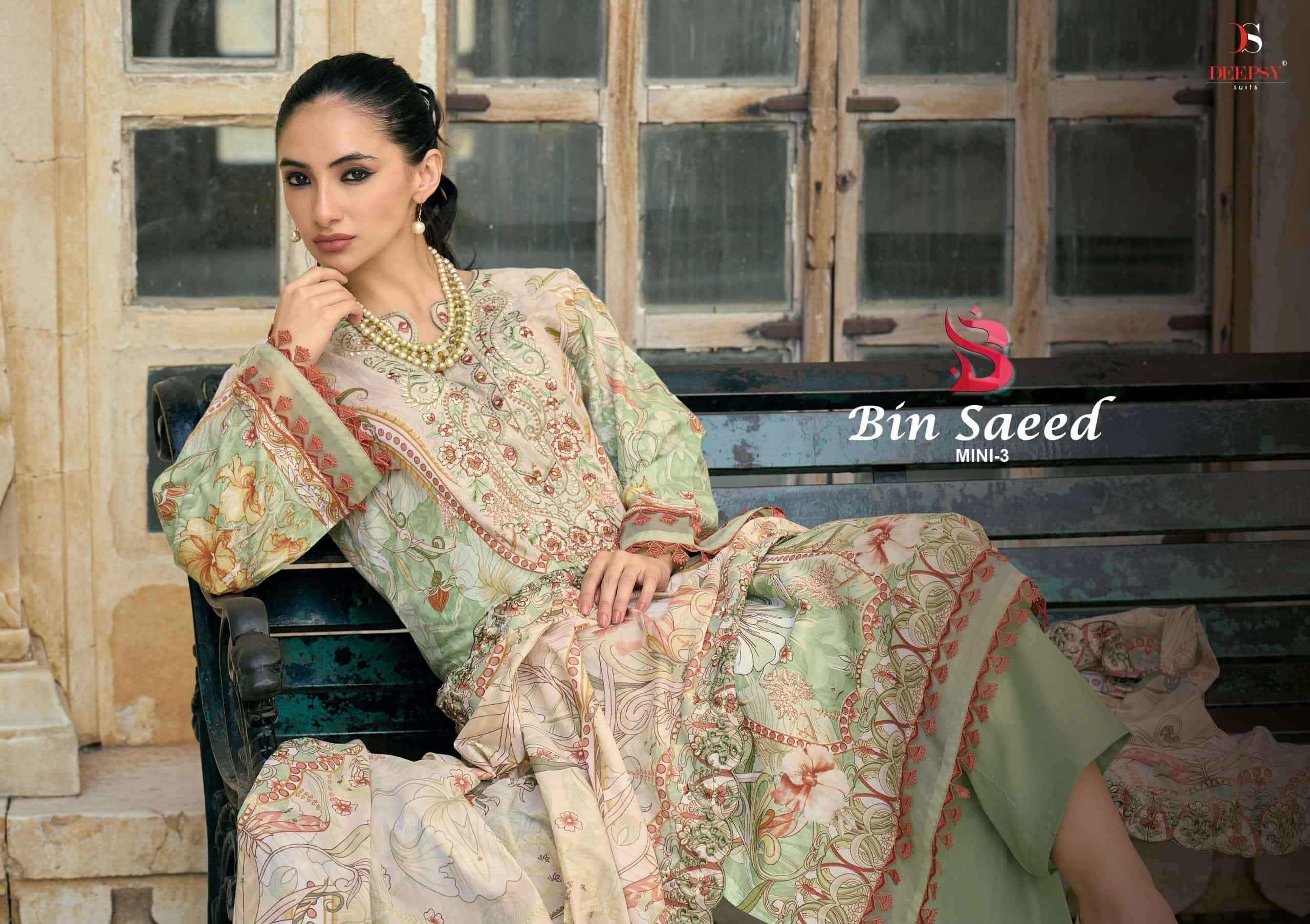 Deepsy Bin Saeed Mini Vol 3 Pakistani Cotton Dress Material 8 Pcs Catalog 