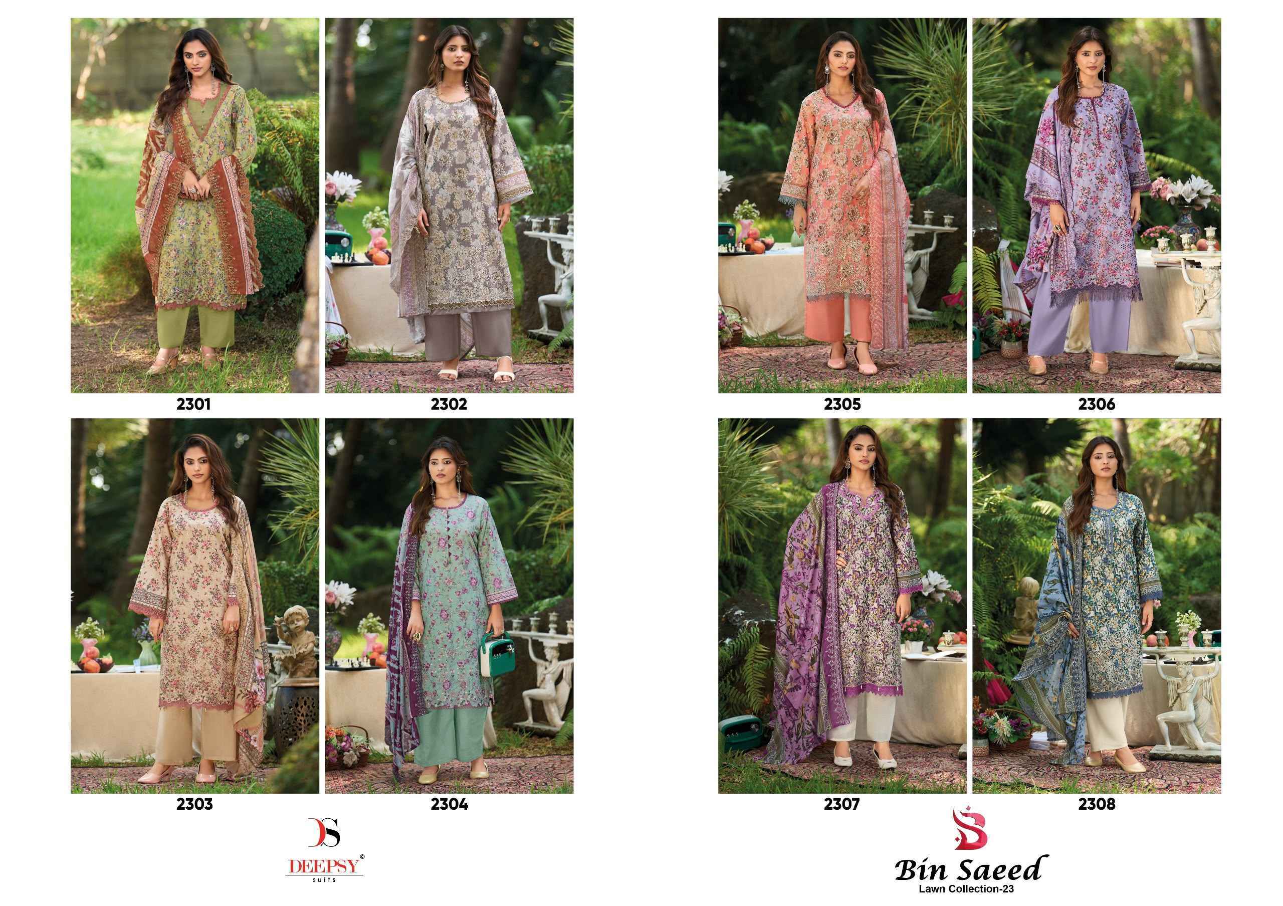 Deepsy Bin Saeed Vol 23 Cotton Dress Material 8 pcs Catalog | Wholesale Factory
