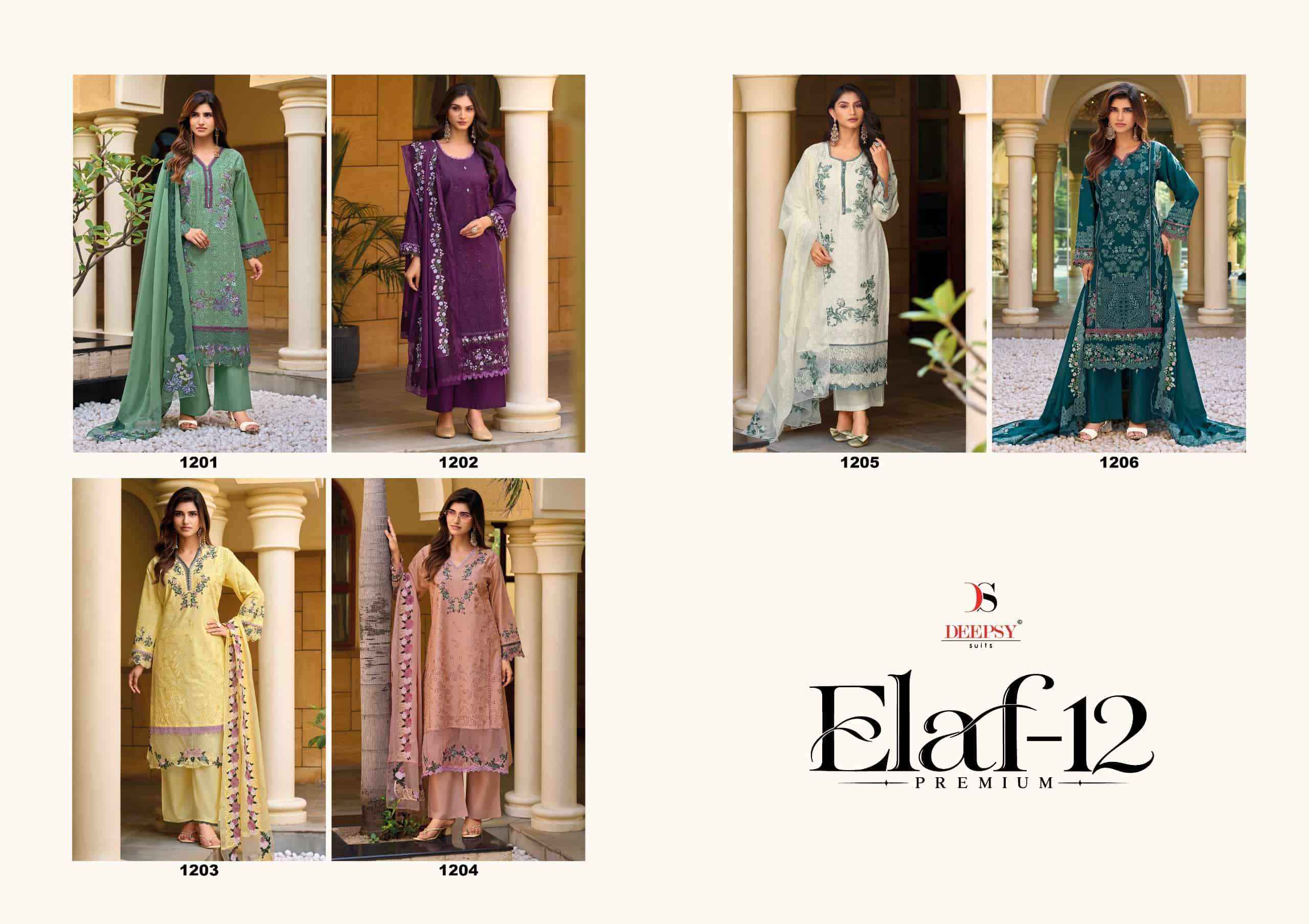 Deepsy Elaf Premium Vol 12 Pure Cotton Pakistani Suit 6 Pcs Catalog