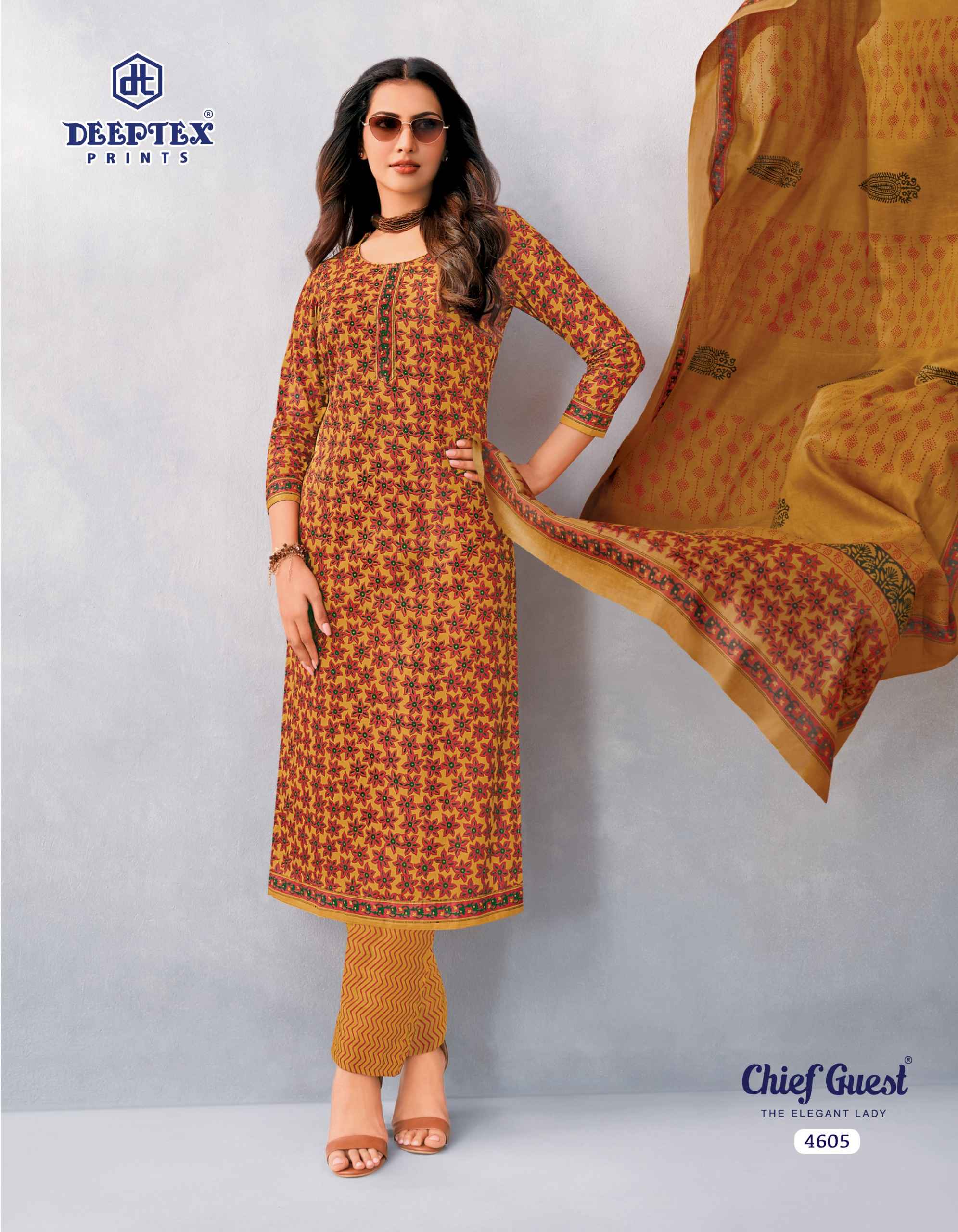 Deeptex Chief Guest Vol 46 Pure Cotton Dress Material With Price 15 Pcs Catalog