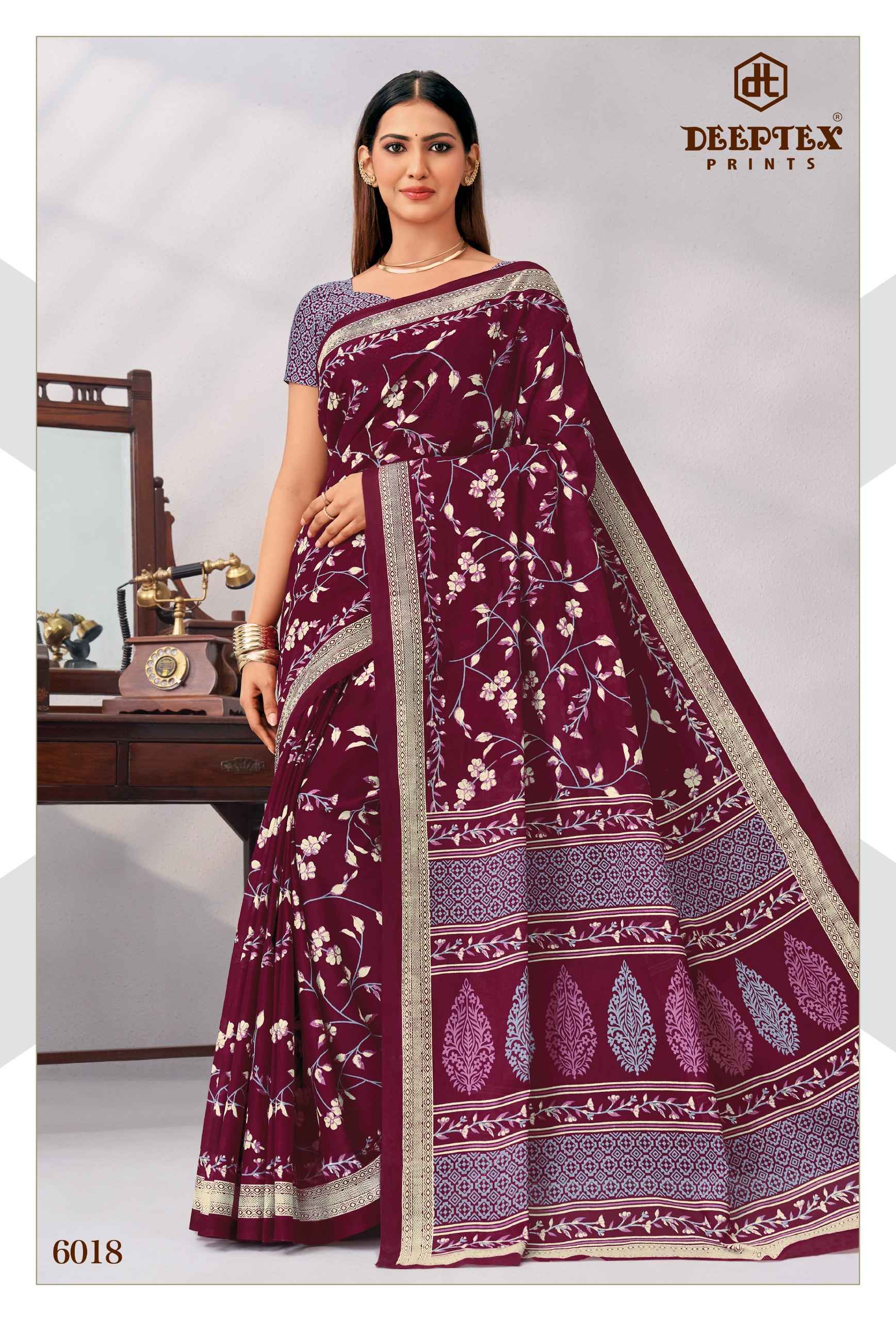 Deeptex Mother India Vol 60 Pure Cotton Printed Sarees 30 Pcs Catalog