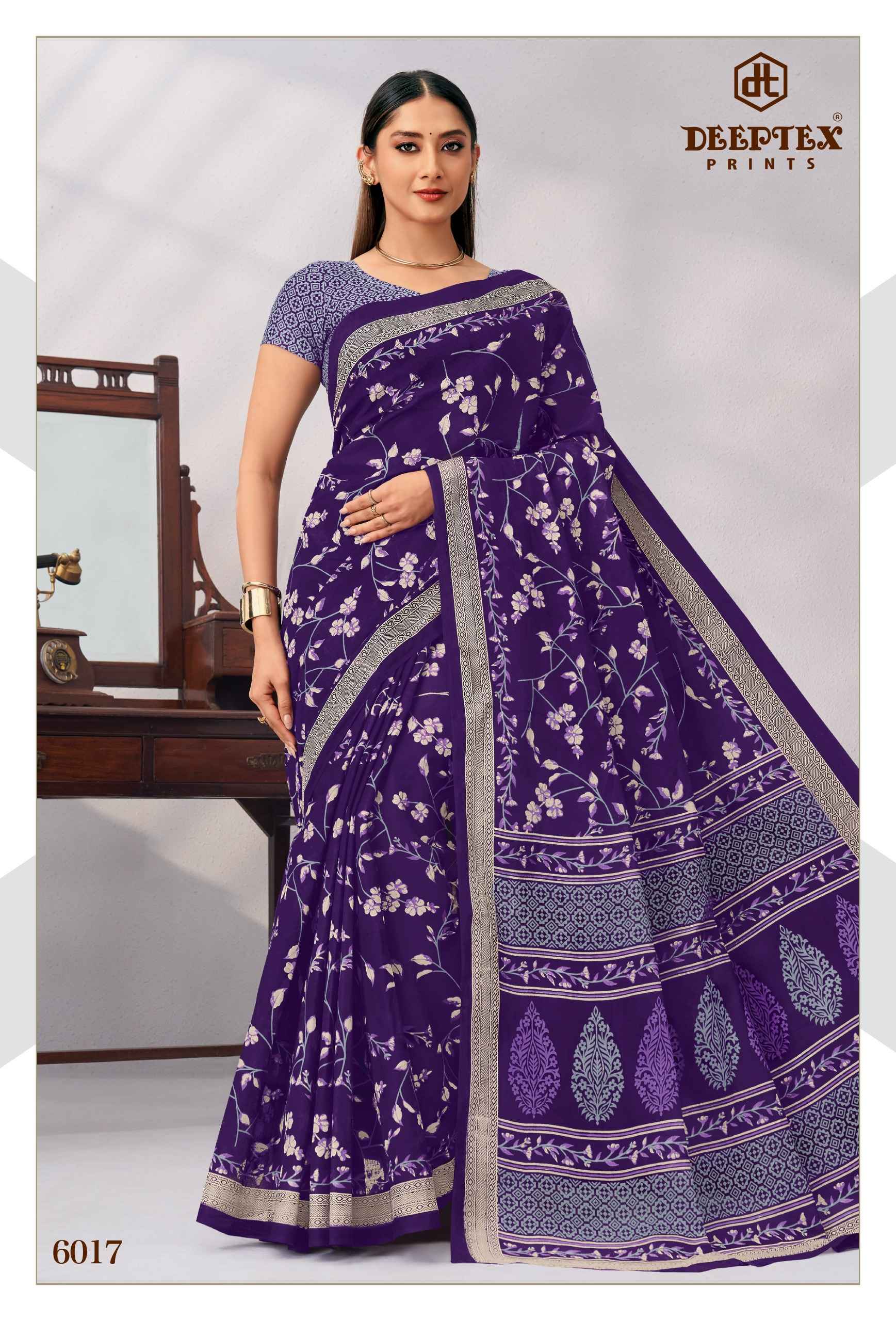 Deeptex Mother India Vol 60 Pure Cotton Printed Sarees 30 Pcs Catalog