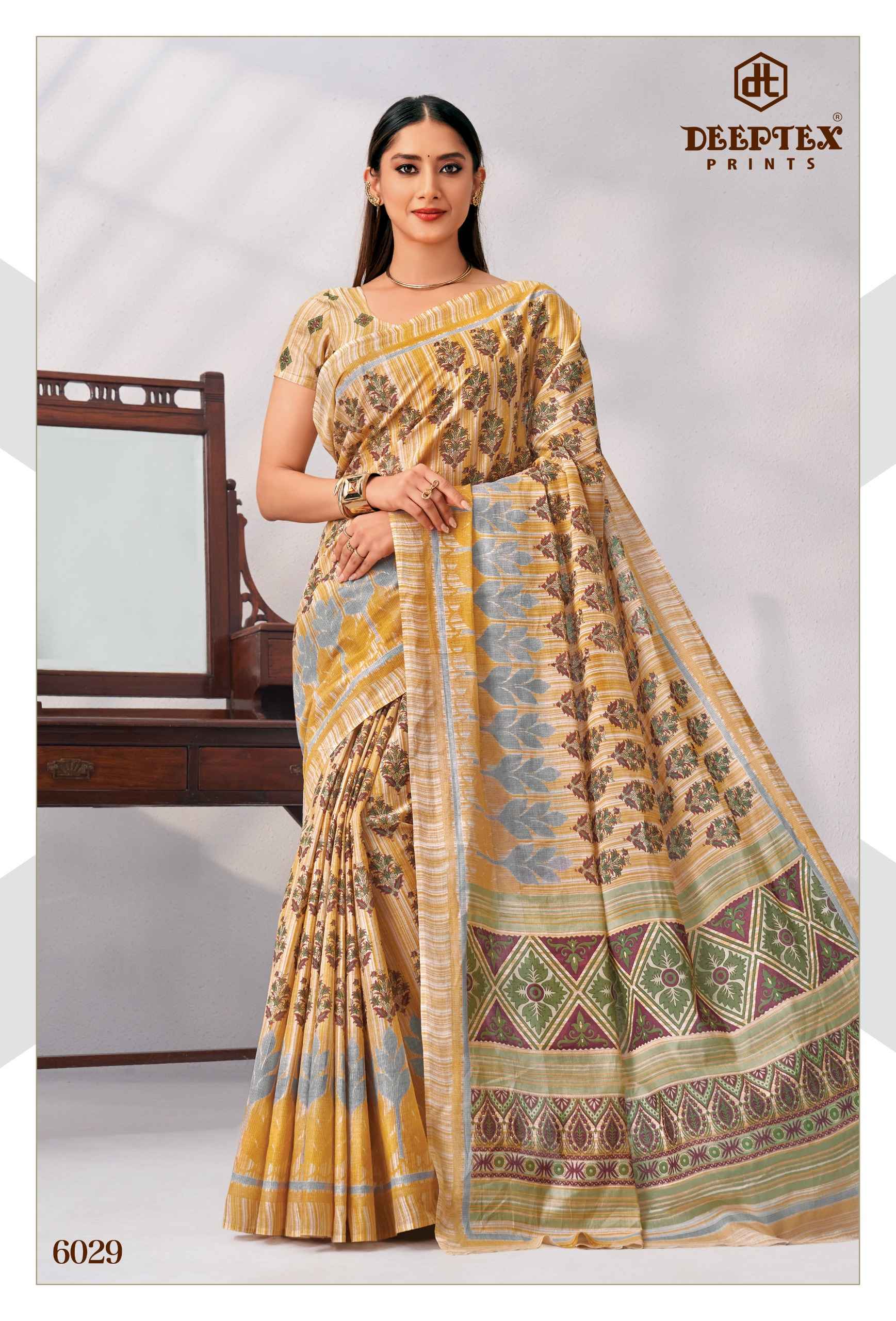 Deeptex Mother India Vol 60 Pure Cotton Printed Sarees 30 Pcs Catalog
