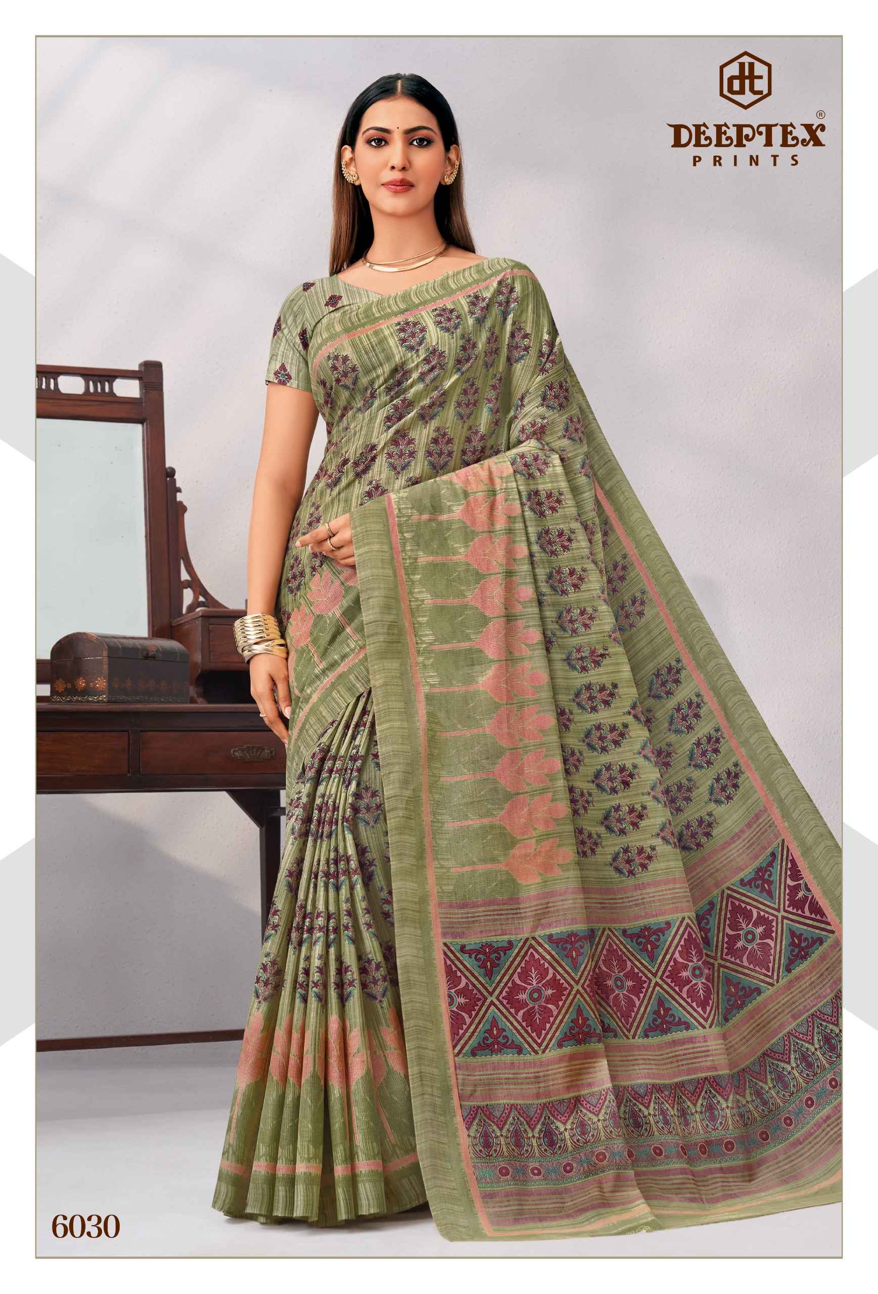 Deeptex Mother India Vol 60 Pure Cotton Printed Sarees 30 Pcs Catalog
