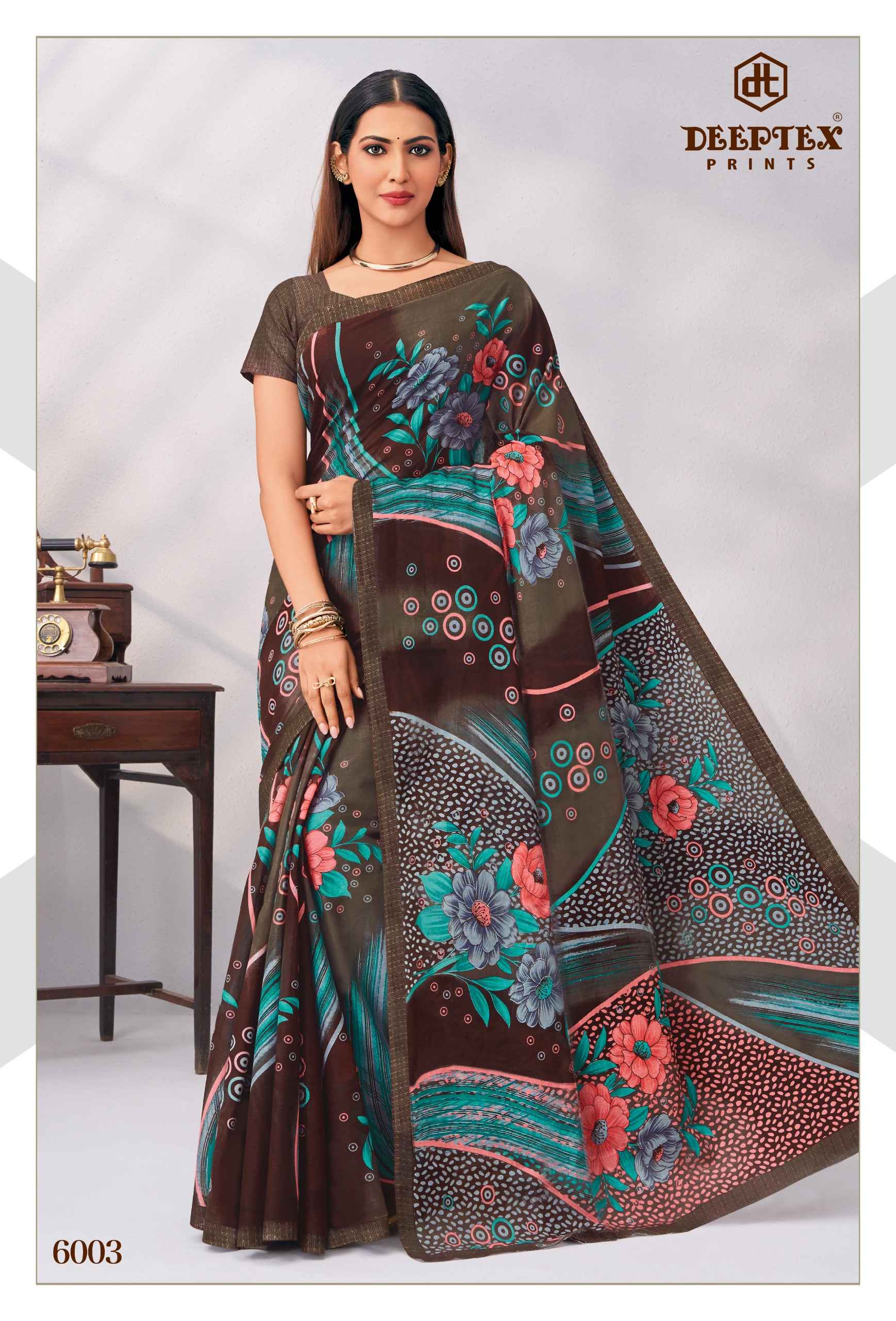 Deeptex Mother India Vol 60 Pure Cotton Printed Sarees 30 Pcs Catalog
