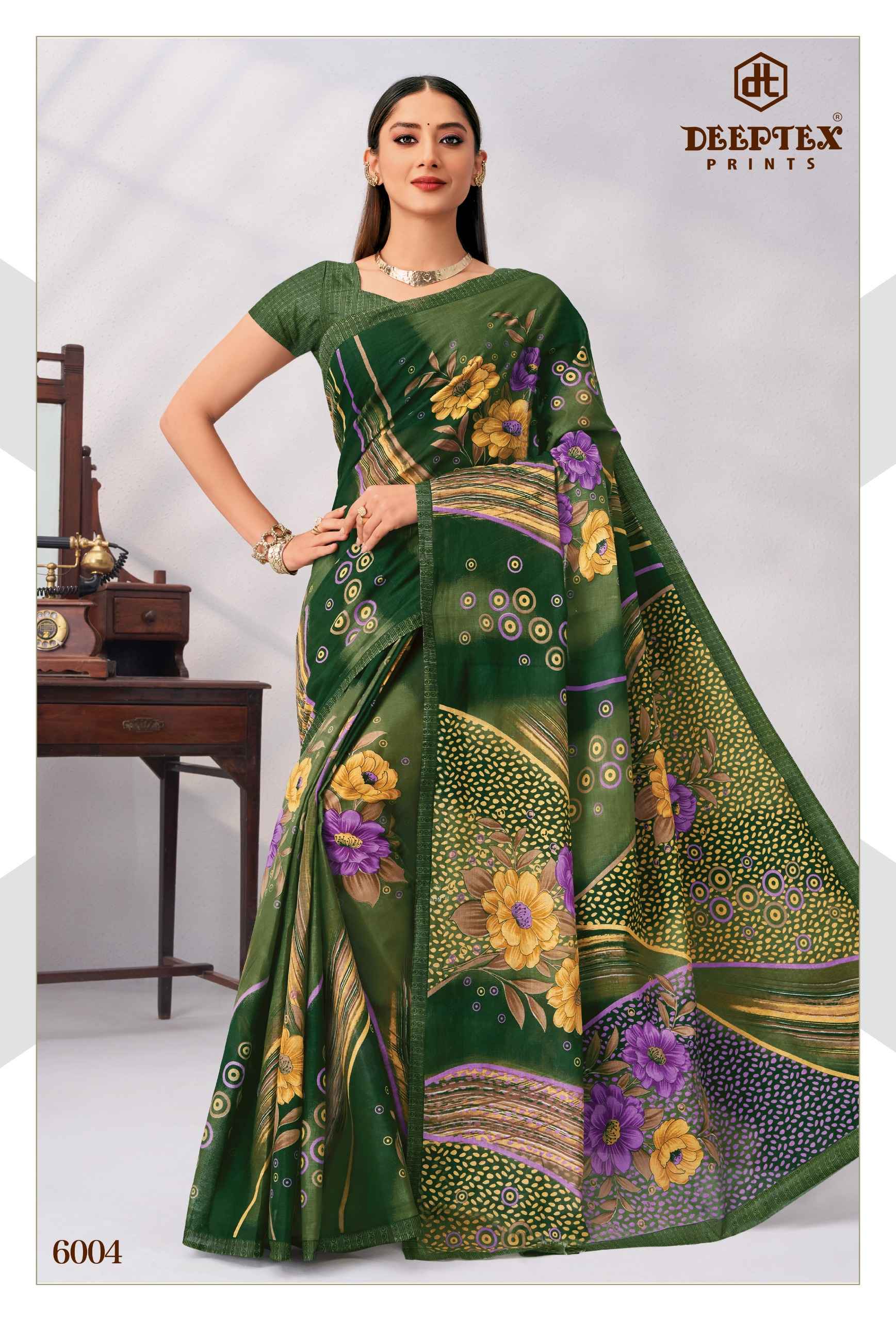 Deeptex Mother India Vol 60 Pure Cotton Printed Sarees 30 Pcs Catalog